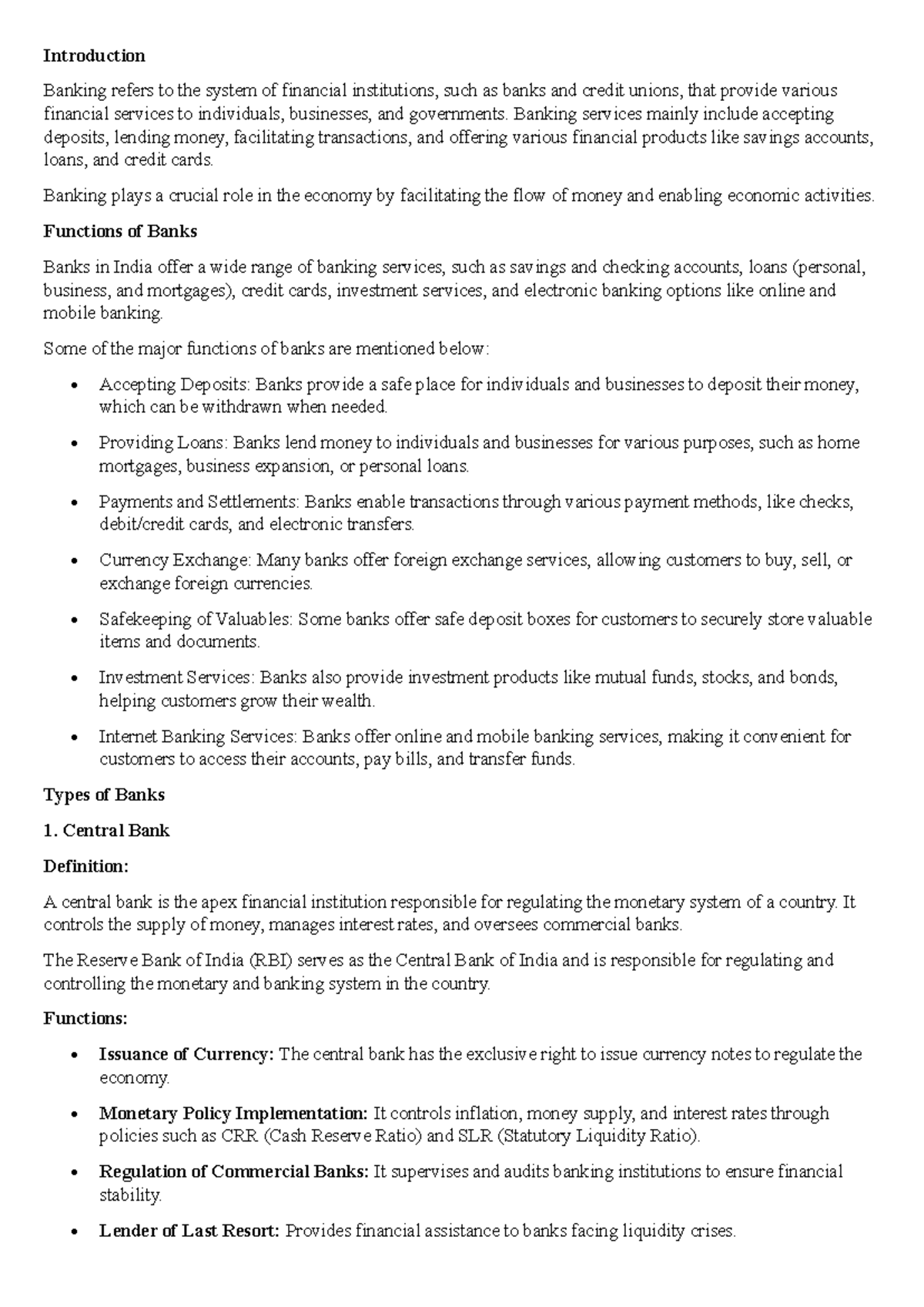 1.2 banking law - Introduction Banking refers to the system of ...
