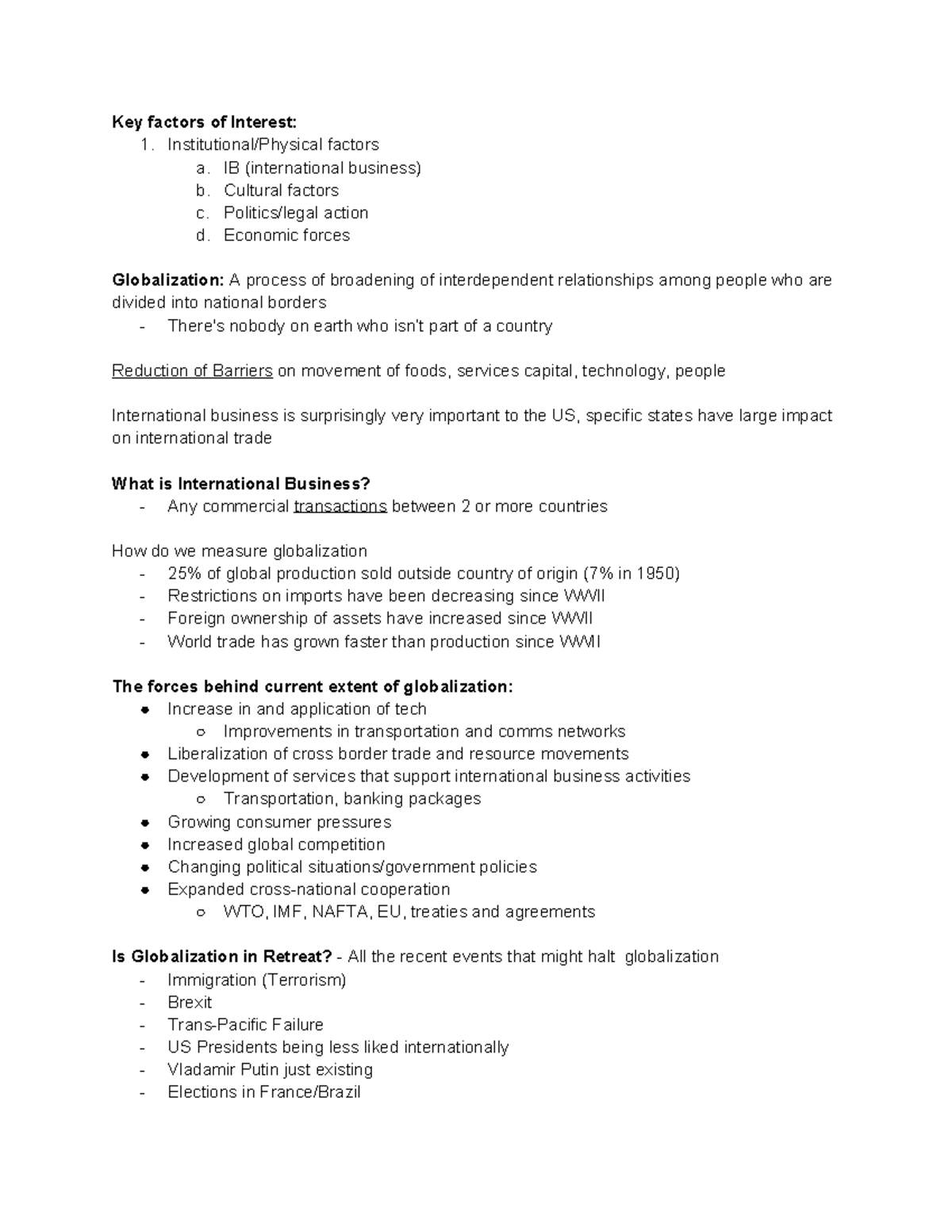 Ch 1 Globalization & Int'l Business: Key Concepts & Impacts - Studocu