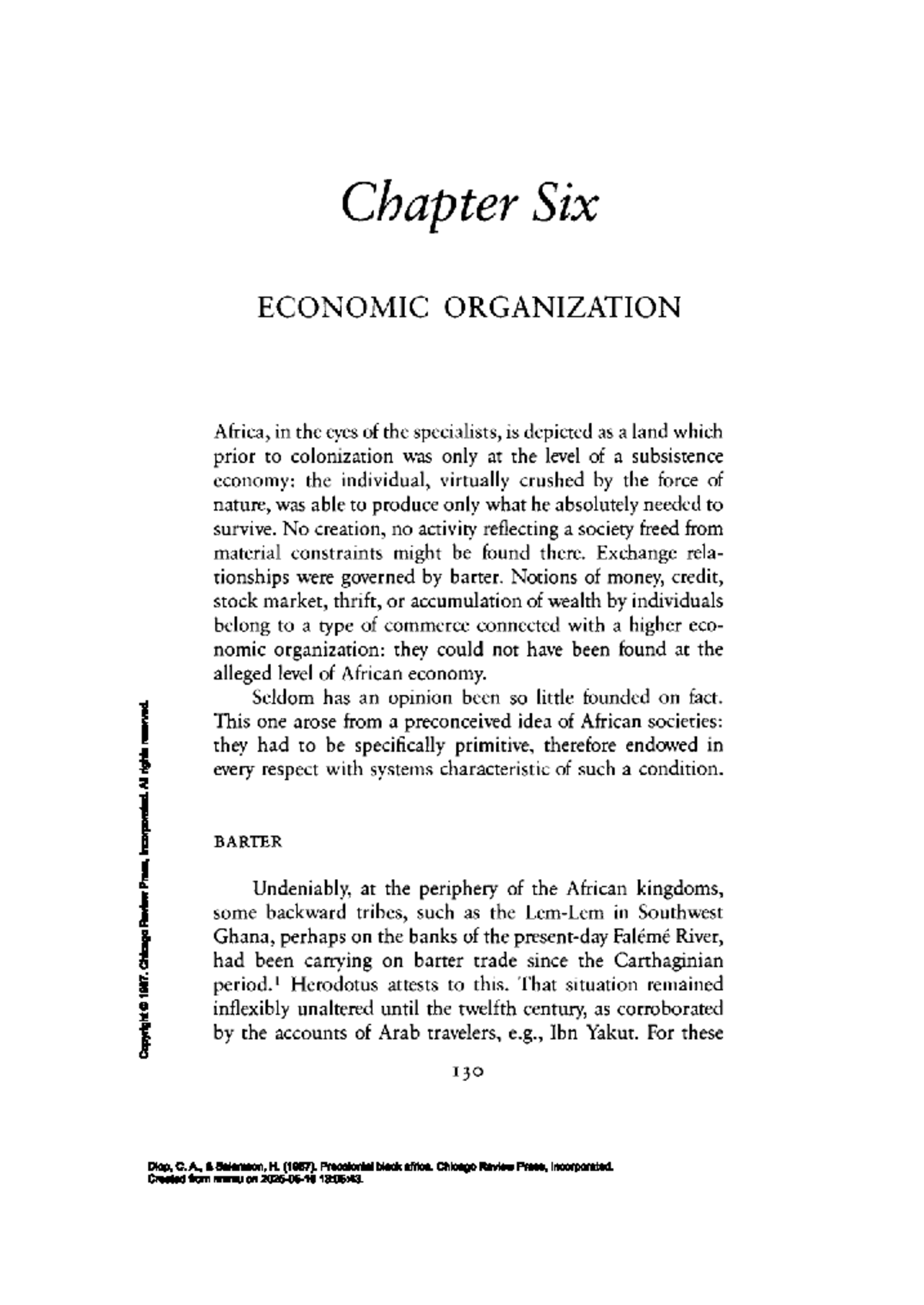 Chapter Six: Economic Organization in Precolonial Africa (HIST 101 ...