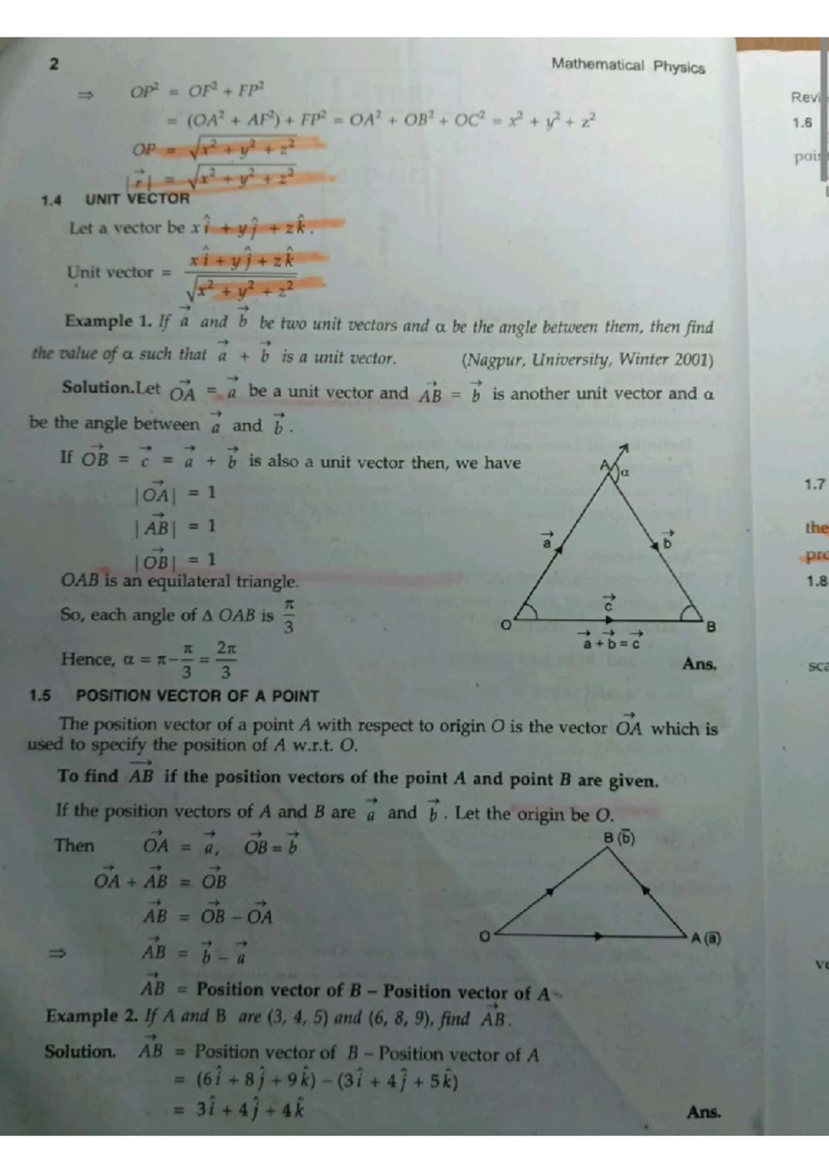 UNIT I CHAPTER 1 REVIEW OF VECTOR ALGEBRA NOTES - Studocu
