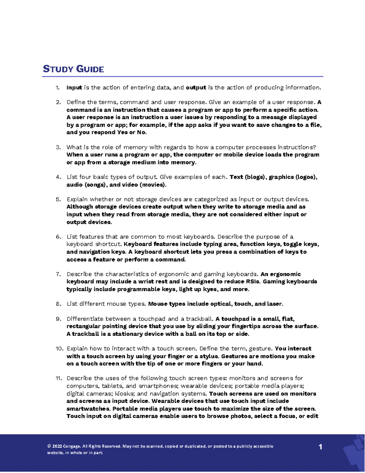 Module 6 Study Guide: Input, Output, and Device Interaction - Studocu
