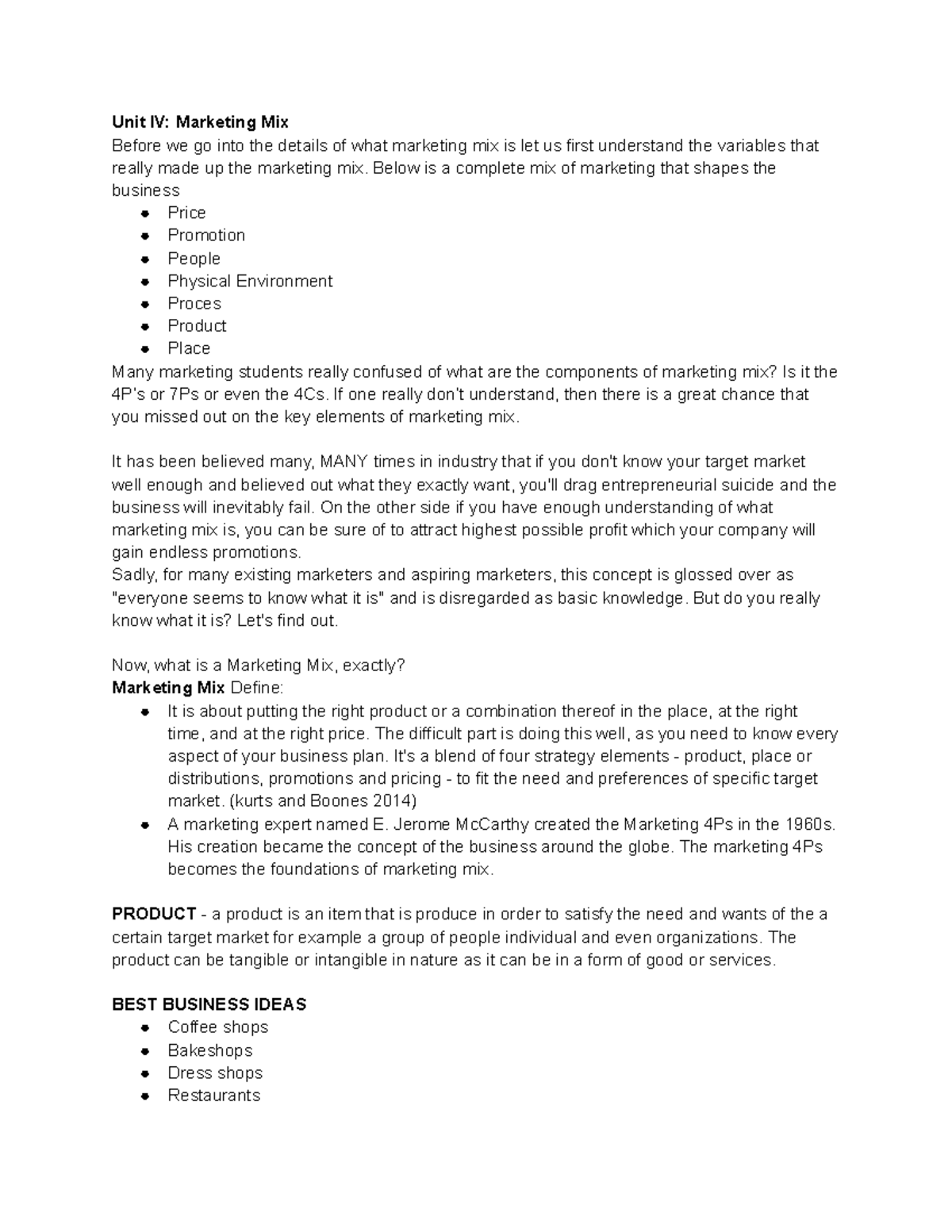 G121STQ2 MKTG - Lecture Notes on the Marketing Mix and Its Components ...