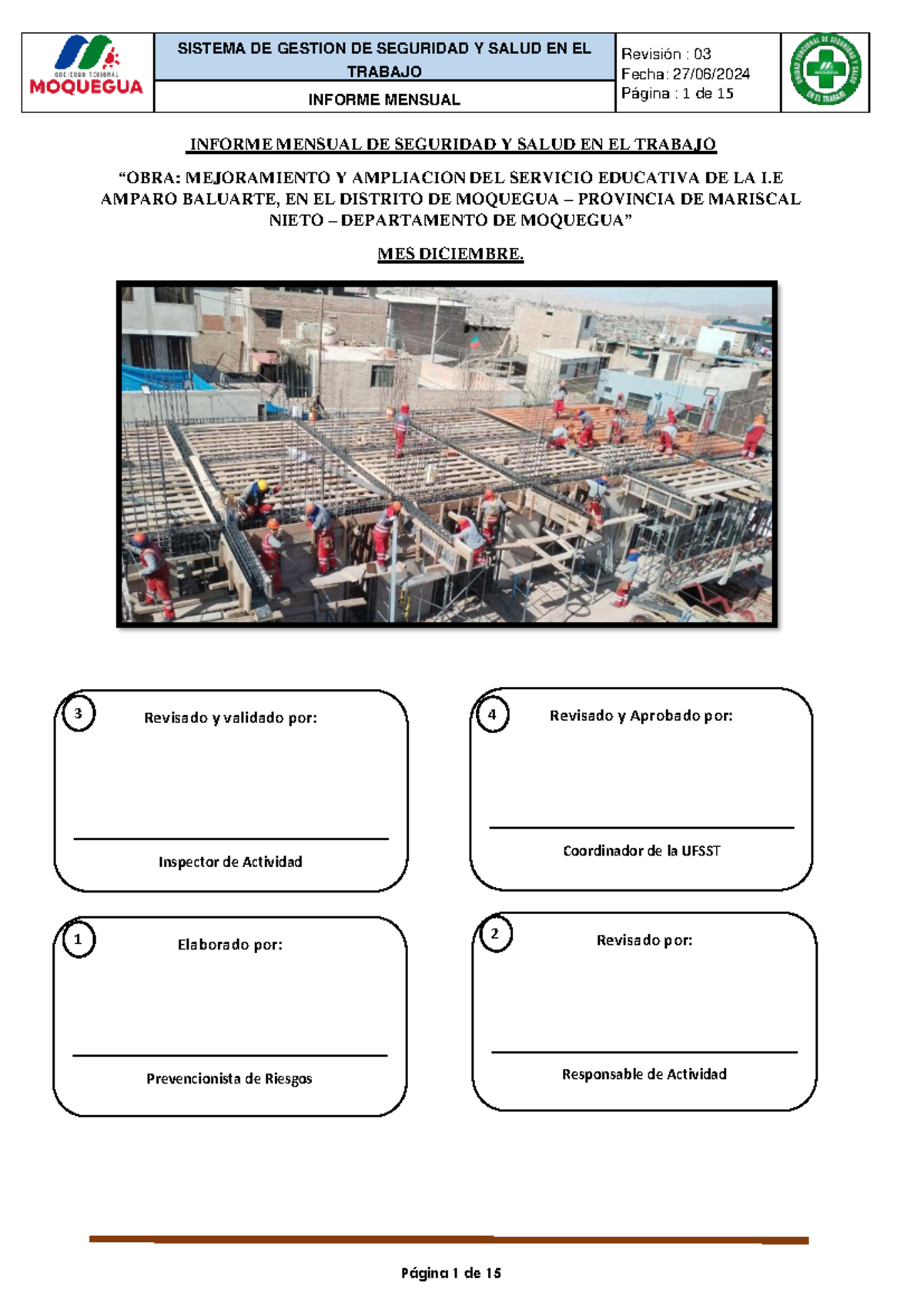 Informe Mensual de Seguridad y Salud en el Trabajo - DIC 2024 - Studocu
