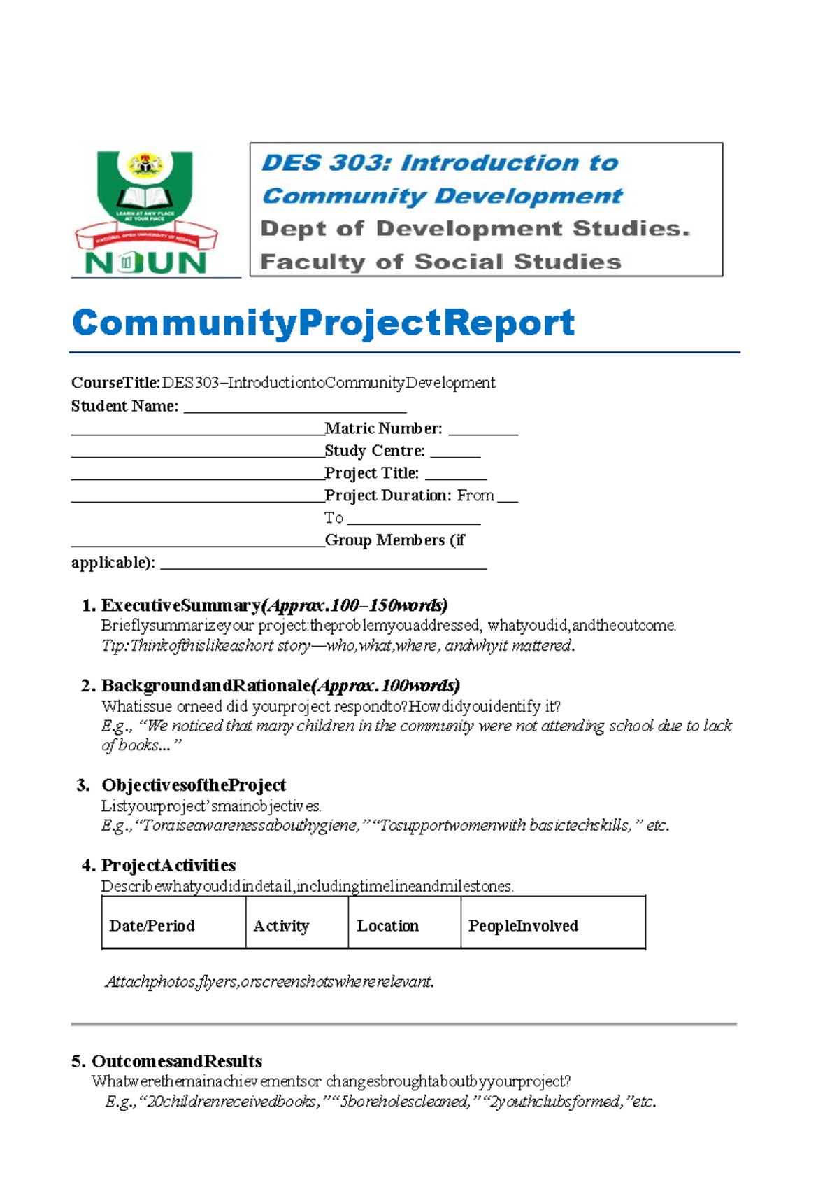 Report - CommunityProjectReport CourseTitle:DES303 ...