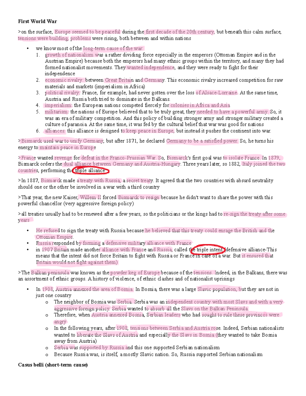 6. First World War - Key Causes and Consequences of the Conflict - Studocu