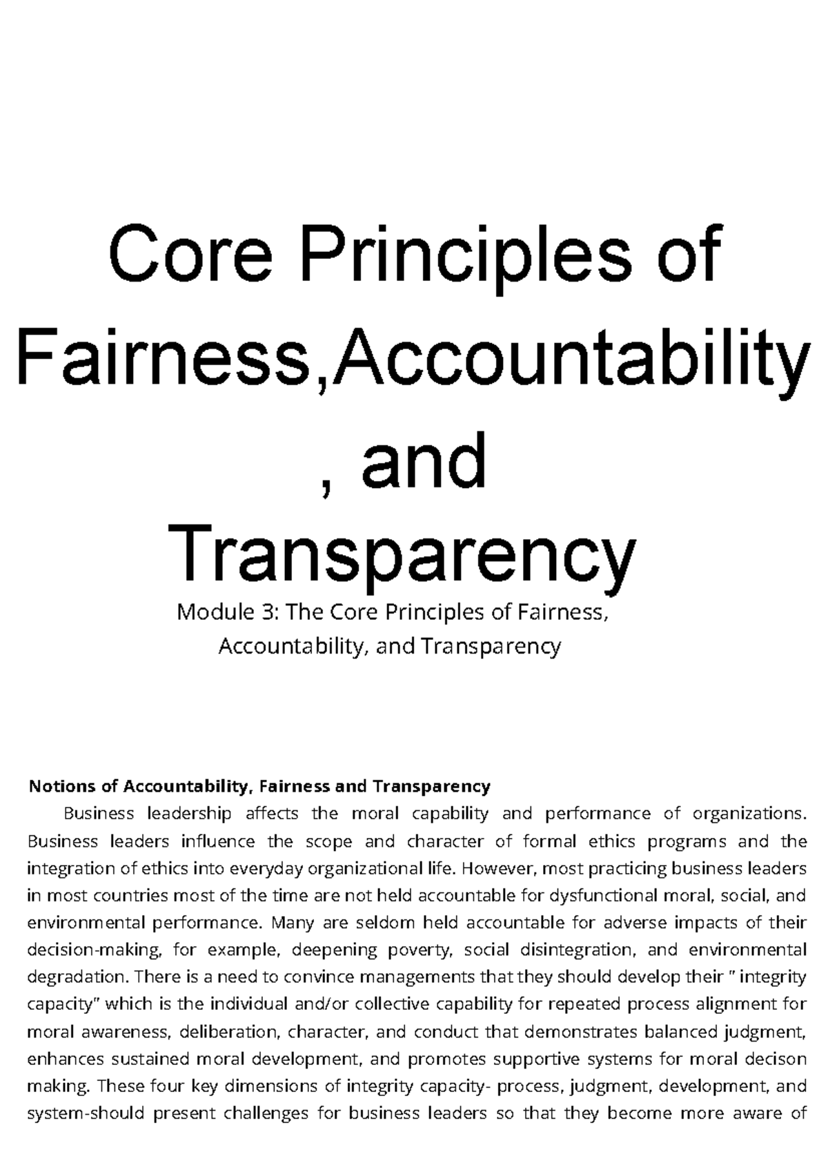 Business Ethics Module 3: Fairness, Accountability, and Transparency ...