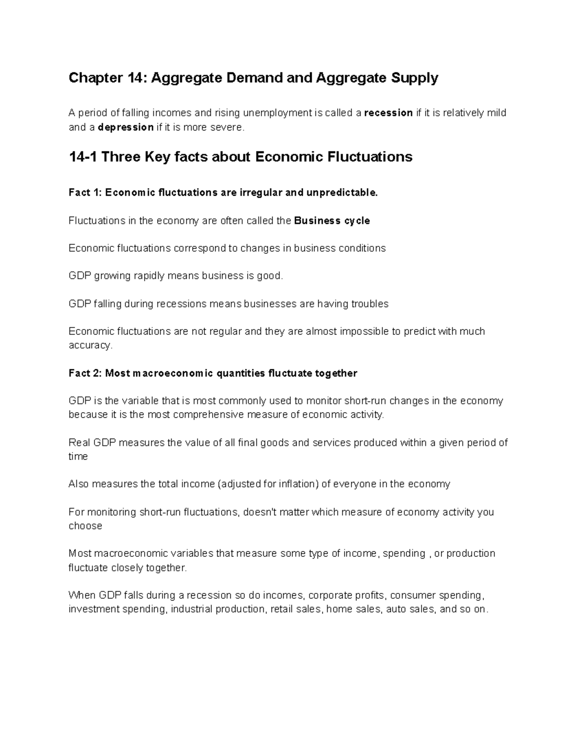 Chapter 14 (Macro) - Understanding Aggregate Demand & Supply Factors ...