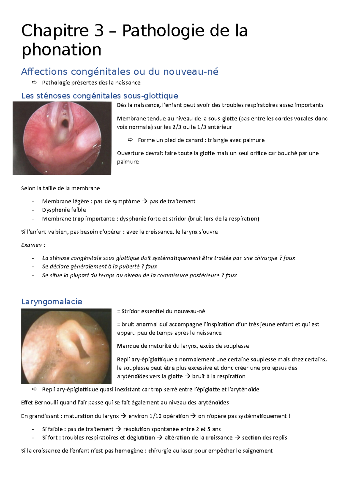Chapitre 3 - Pathologies Congénitales de la Phonation et Laryngologie ...