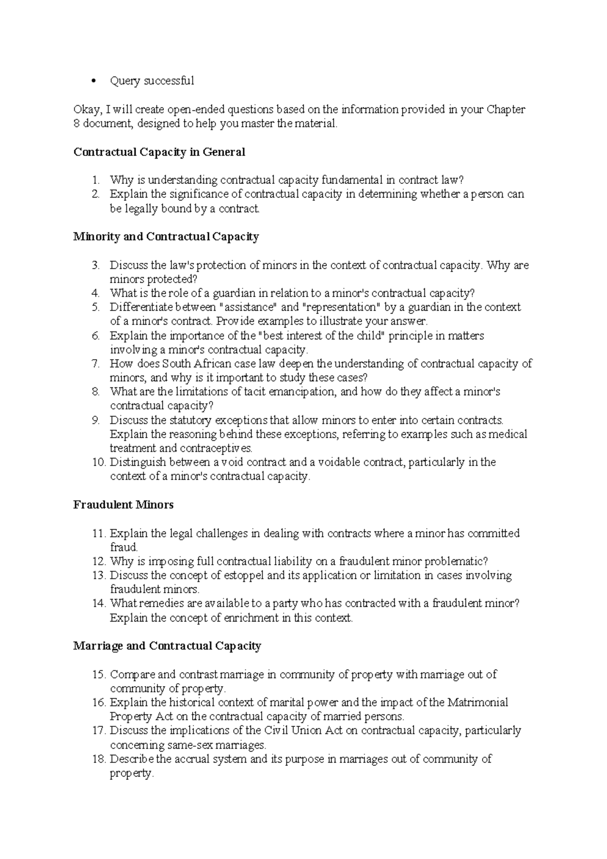LAW 8: Key Questions on Contractual Capacity and Legal Implications ...