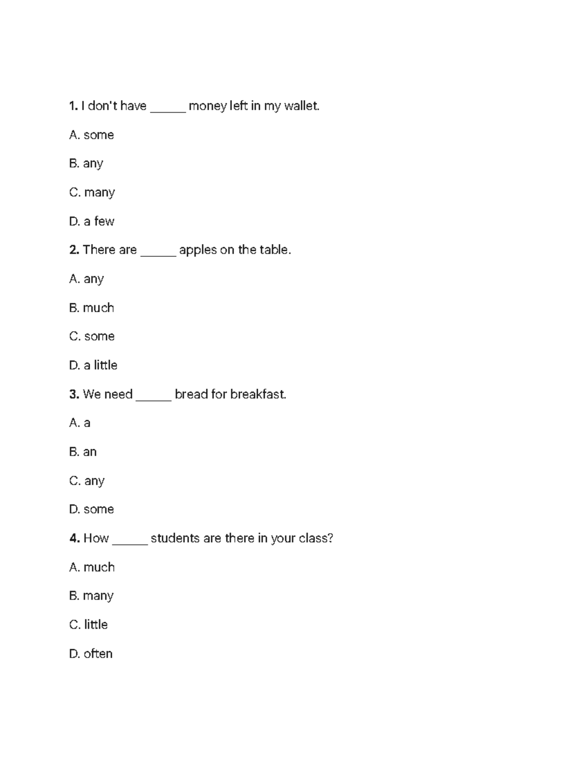 Practices for Quantifiers: Exercises and Answers - Studocu