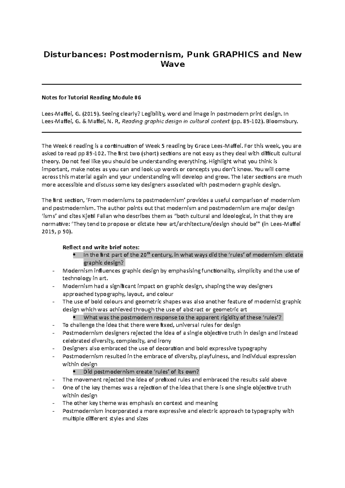 Module 06 Worksheet: Understanding Postmodern Design - Lees-Maffei 2023 ...