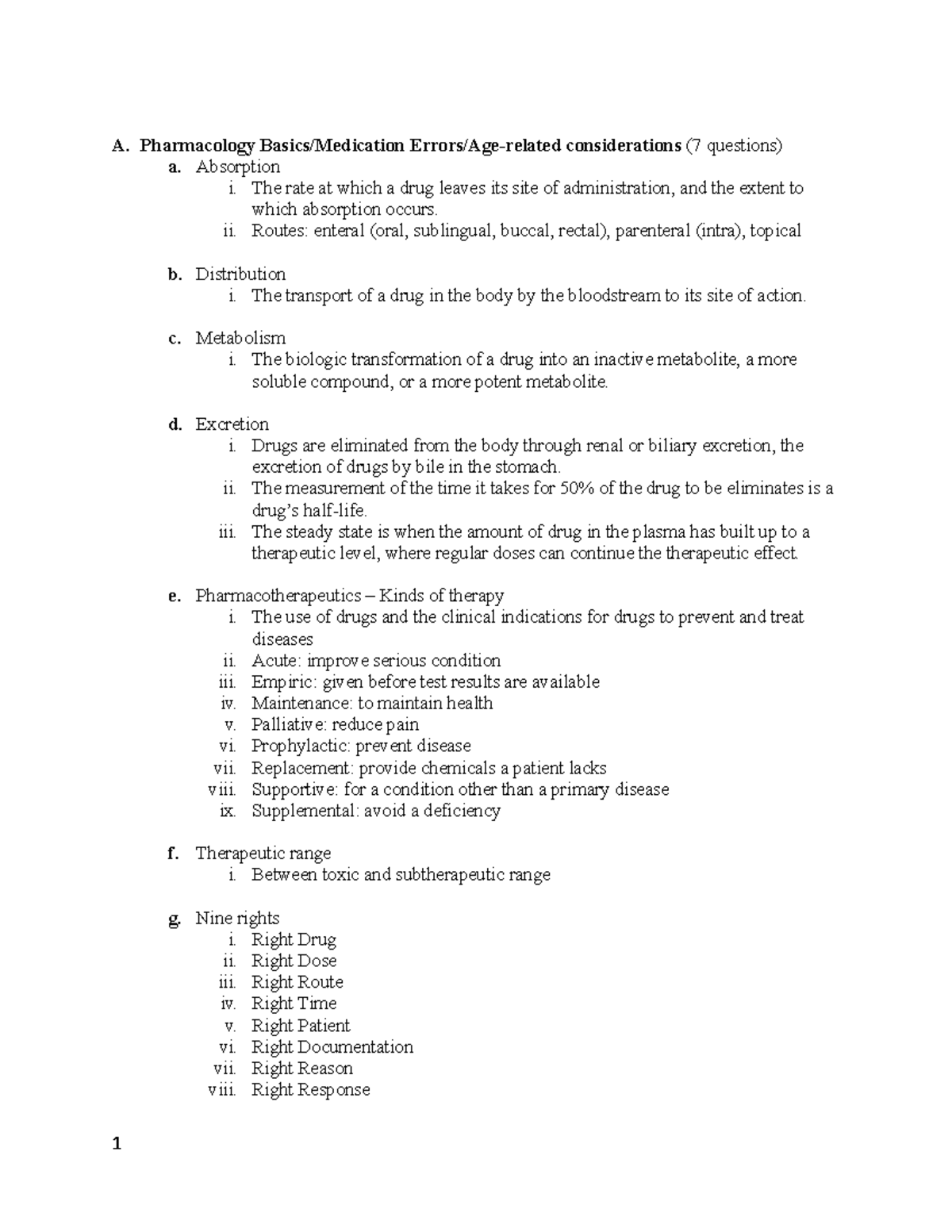 A. Reddington Pharmacology Exam 1 Study Guide Fall 2022 - Studocu