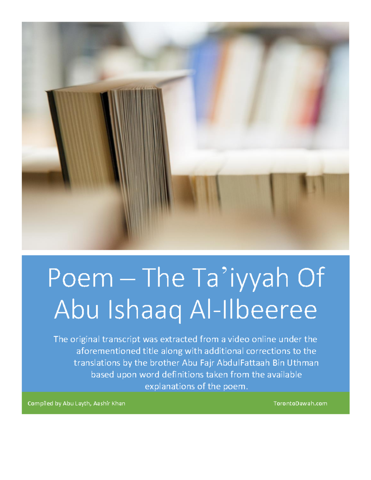 Transcript - Poem Analysis of The Ta’iyyah Of Abu Ishaq Al-Ilbeeree ...
