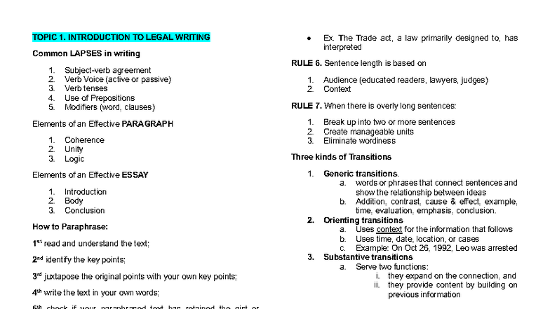 Legal Research Notes: Key Principles and Effective Writing Techniques ...