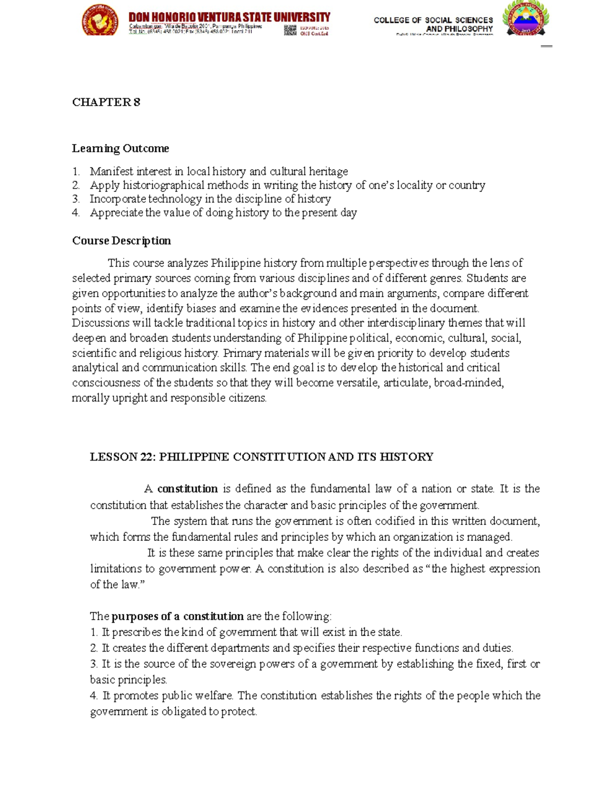 Chapter 8 RPH GD - Lecture notes 22 - CHAPTER 8 Learning Outcome ...