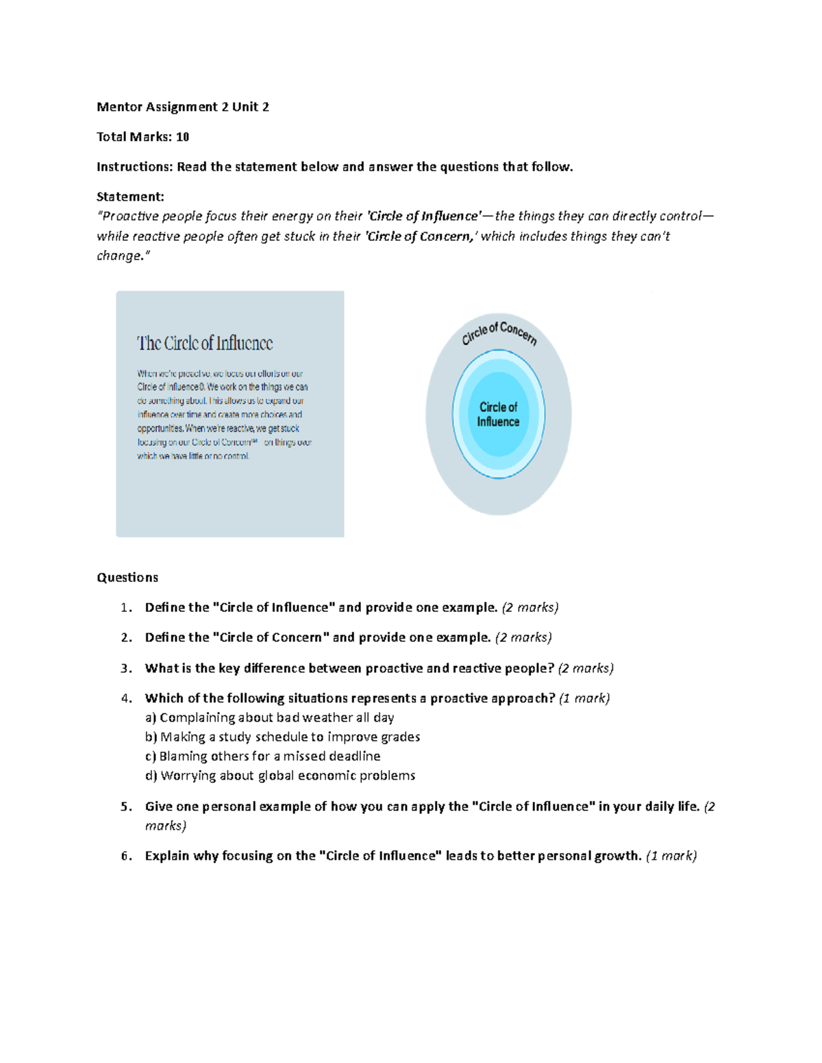 Mentor Assignment UNIT 2 - Mentor Assignment 2 Unit 2 Total Marks: 10 ...