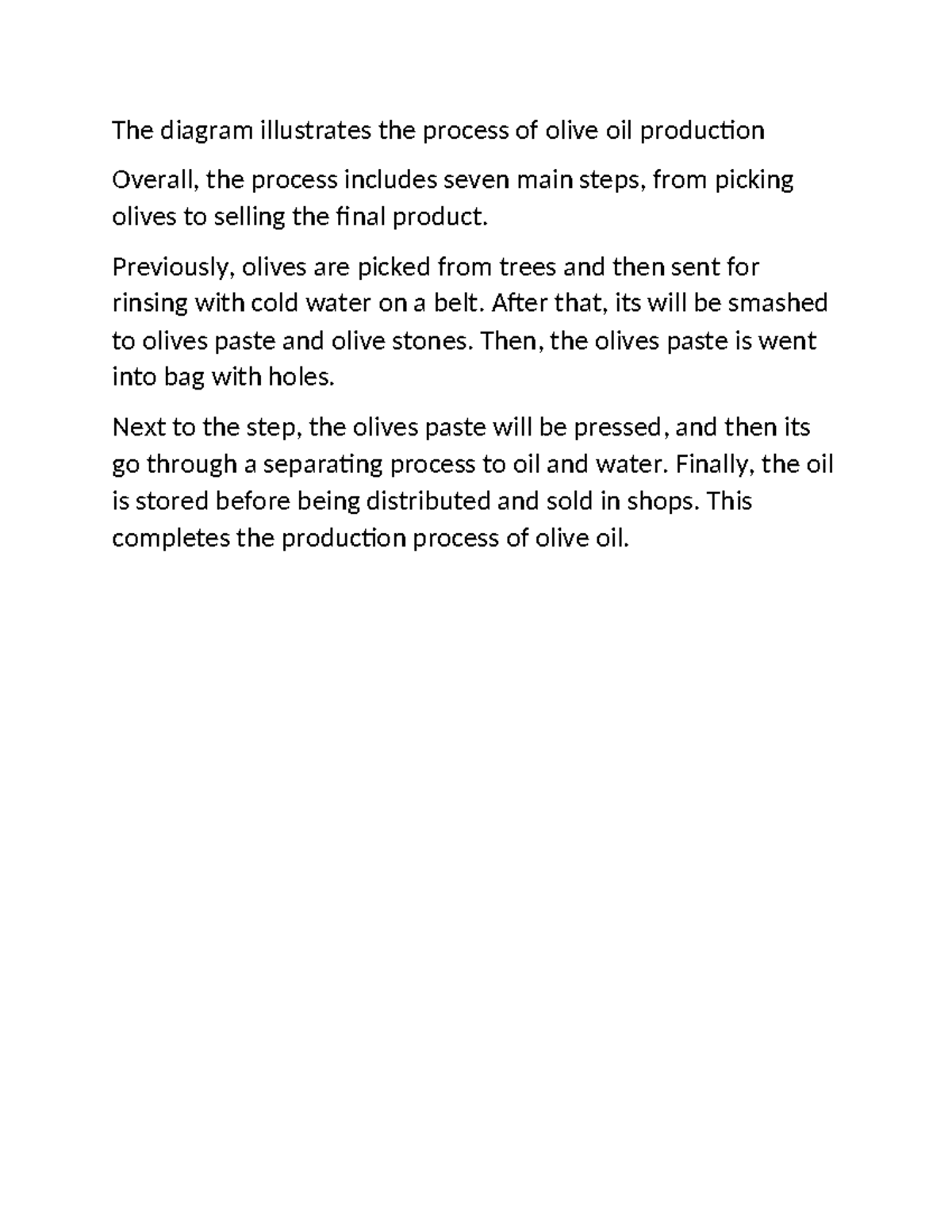 Olive Oil Production Process: Steps from Harvest to Sale - Studocu