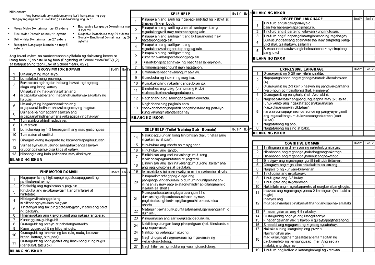 Eccd-new blank card - AcademicTracking tool - Nilalaman: Ang bawatbata ...