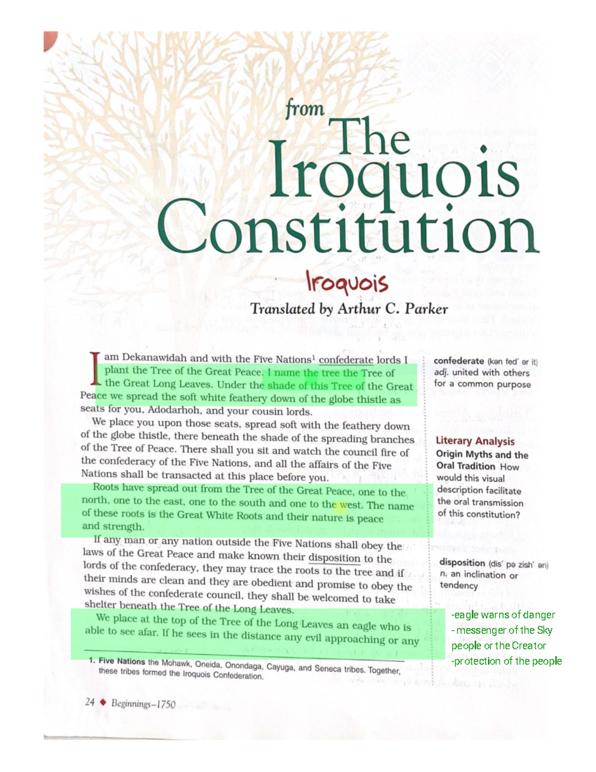 Iroquois Constitution: Wampum as a Symbol of Unity and Peace - Studocu
