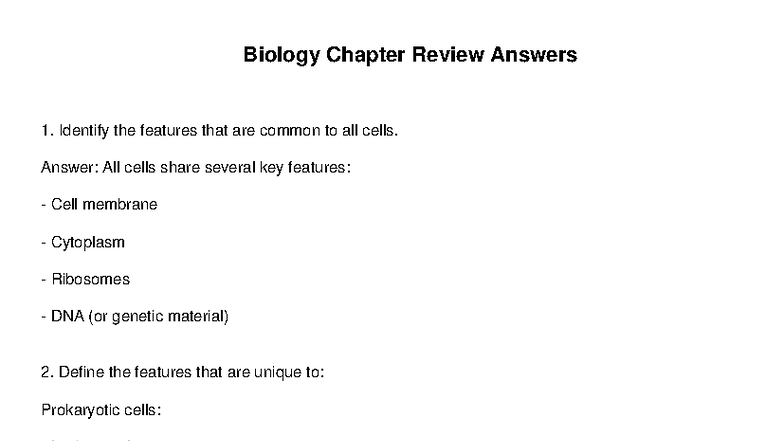 Biology Chapter Review Answers: Cell Structure & Function Insights ...