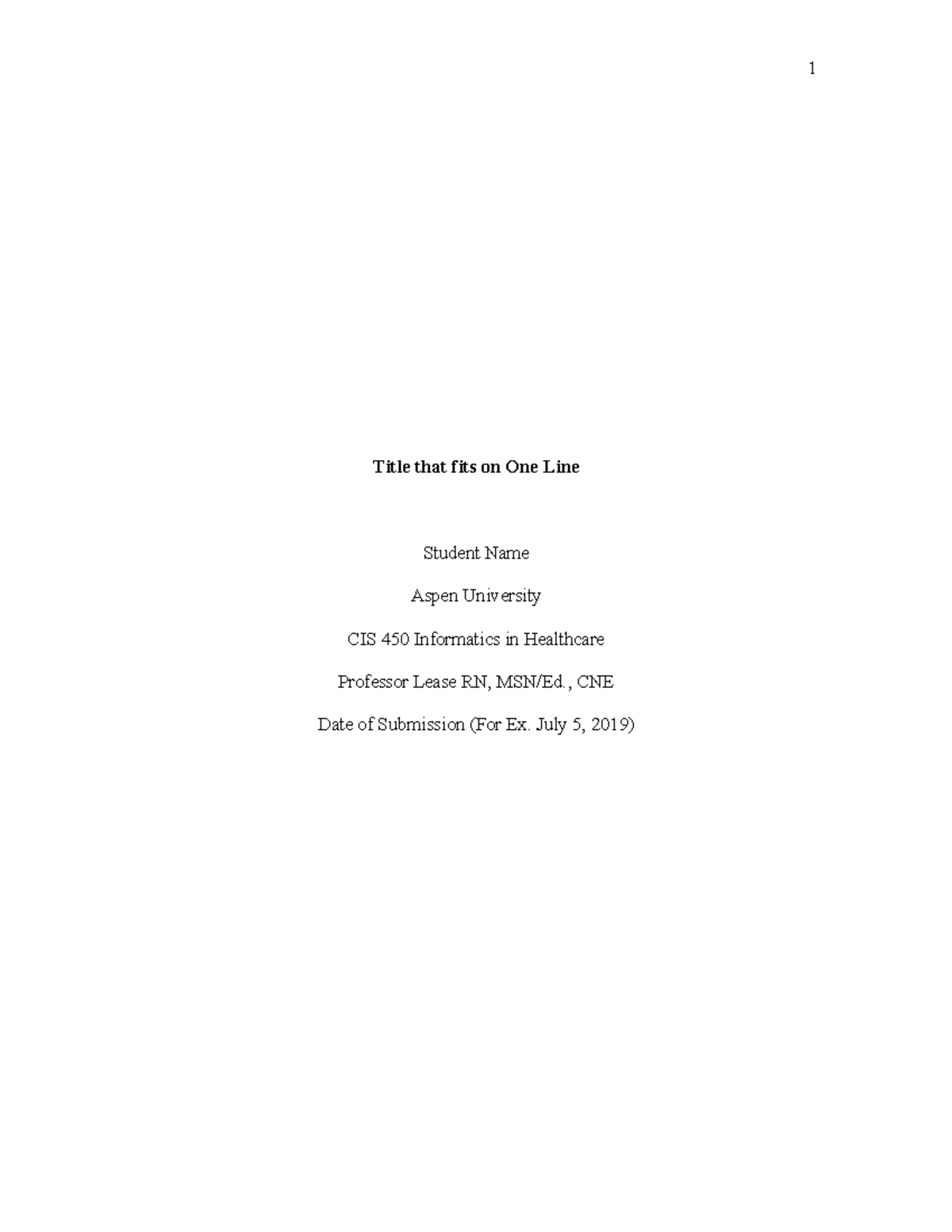Shell Template 1 for 7th edition APA - 1 Title that fits on One Line ...