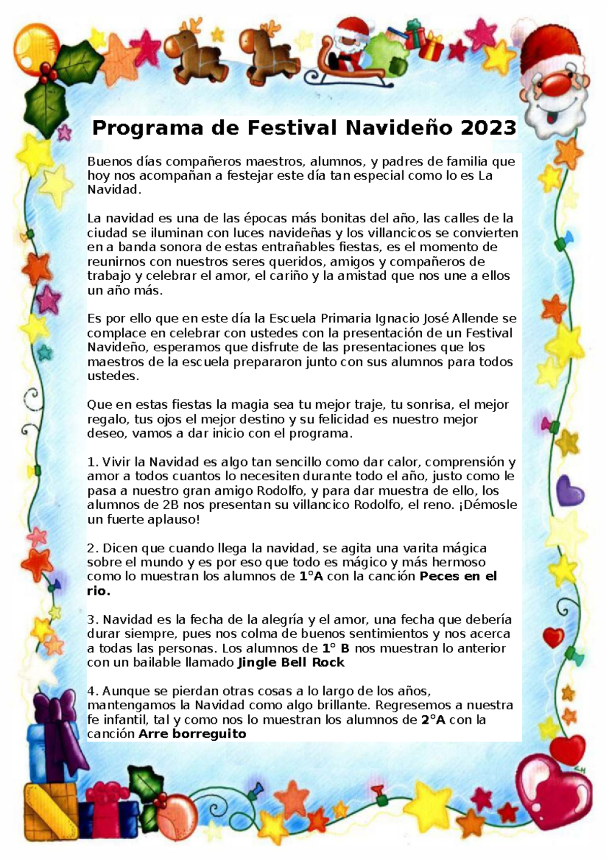 Programa del Festival Navideño 2023 - Escuela Primaria Allende - Studocu