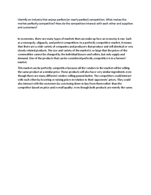 Perfect Competition - Study Notes & Assignments - Studocu