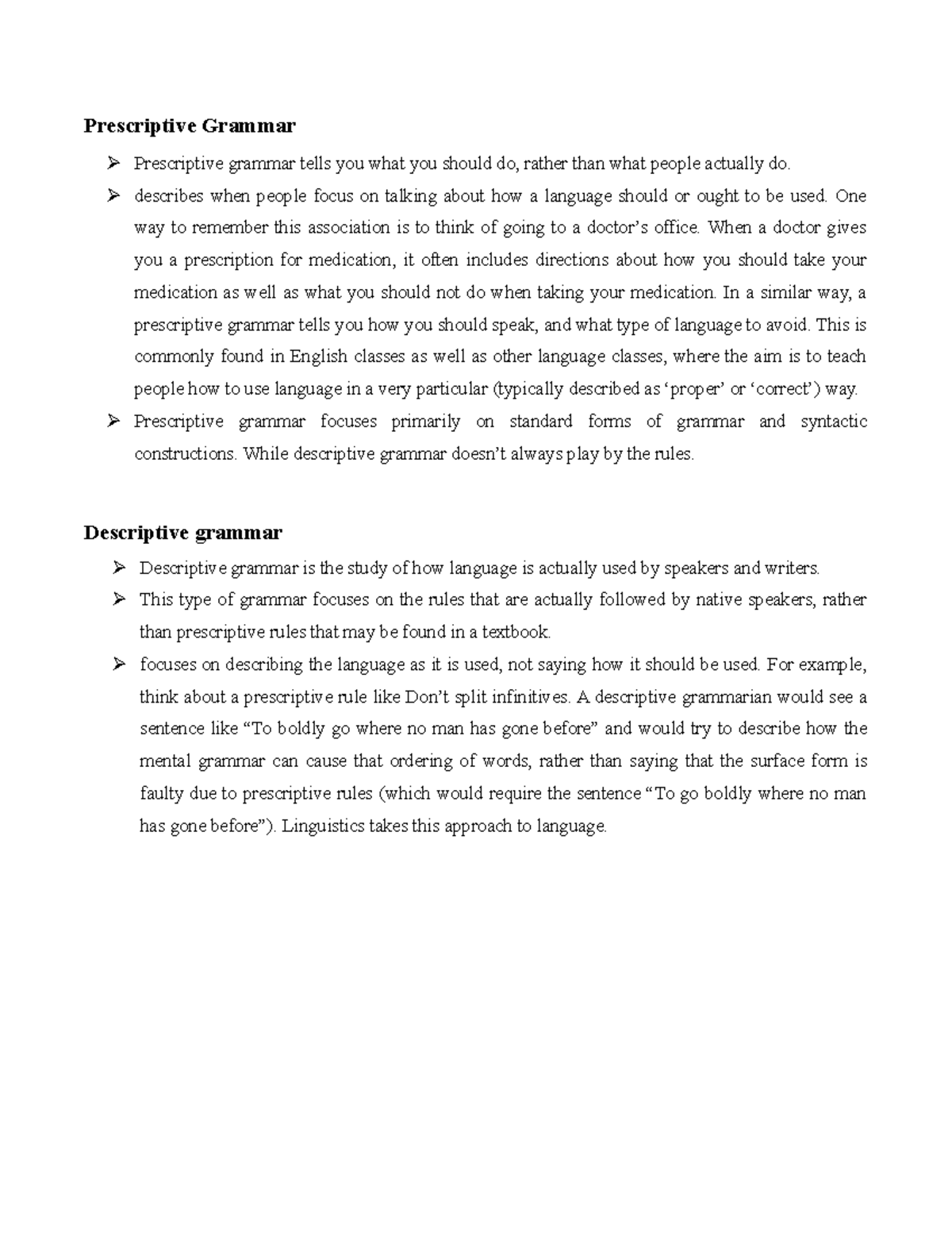 ENG 101: Understanding Prescriptive and Descriptive Grammar - Studocu