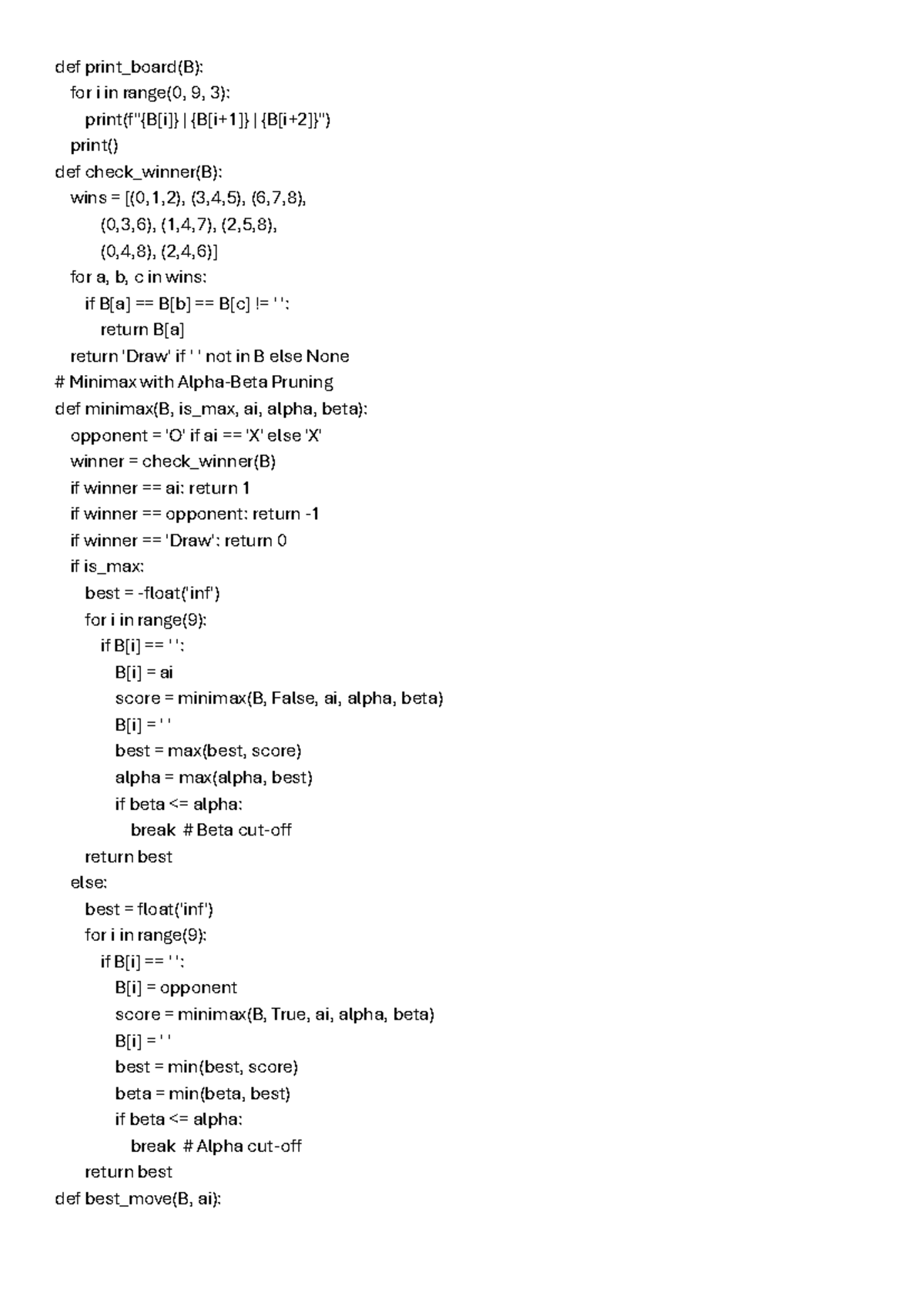 AI SE Practical 6 Code 3: Dynamic User Input for Tic-Tac-Toe 2024 - Studocu