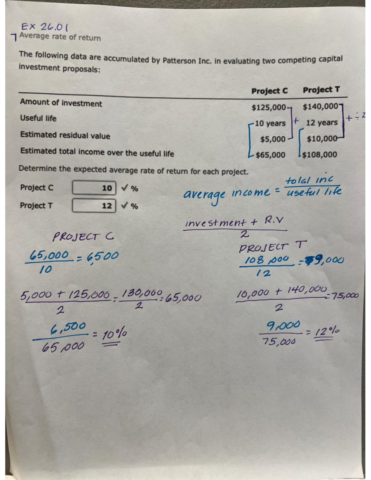 Chapter 26: Capital Investment Analysis - Average Rate of Return ...