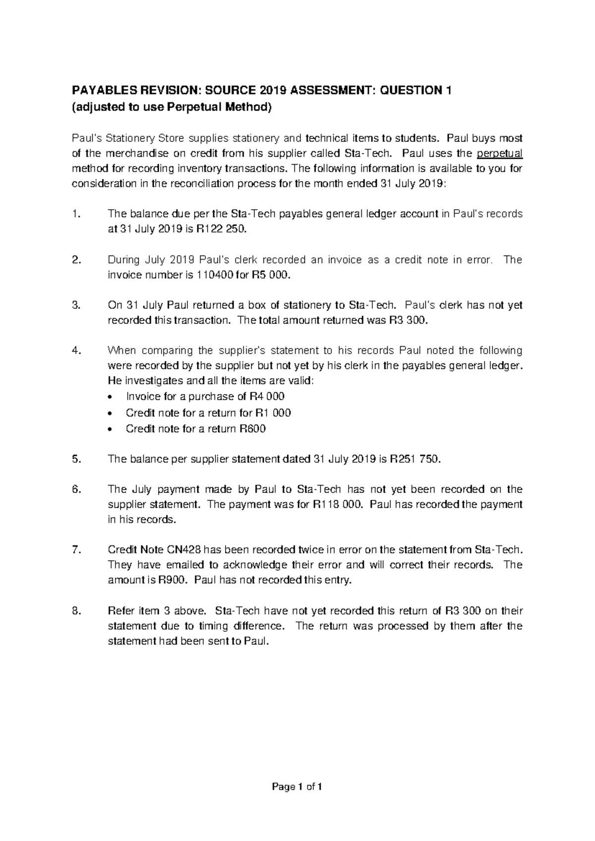 Payables class example - Page 1 of 1 PAYABLES REVISION: SOURCE 2019 ...