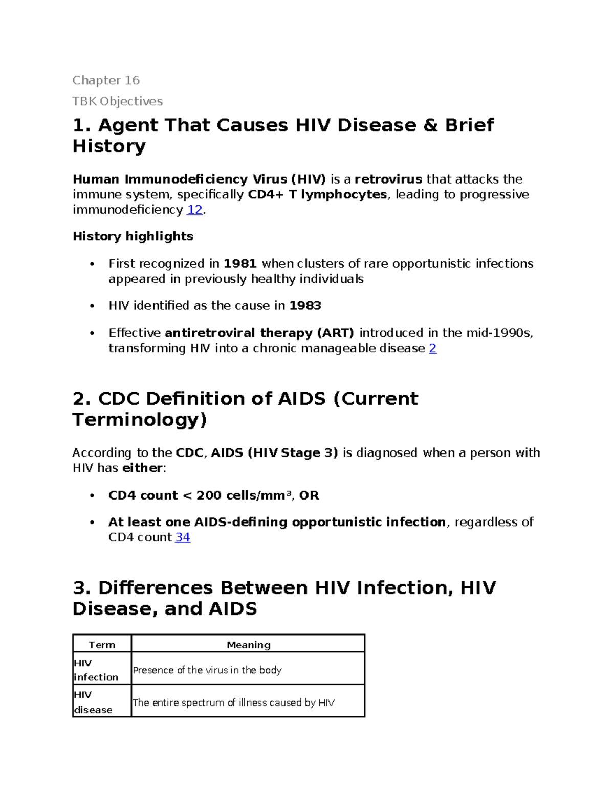 Chapt 16 - HIV Disease Overview and Key Concepts Study Guide - Studocu