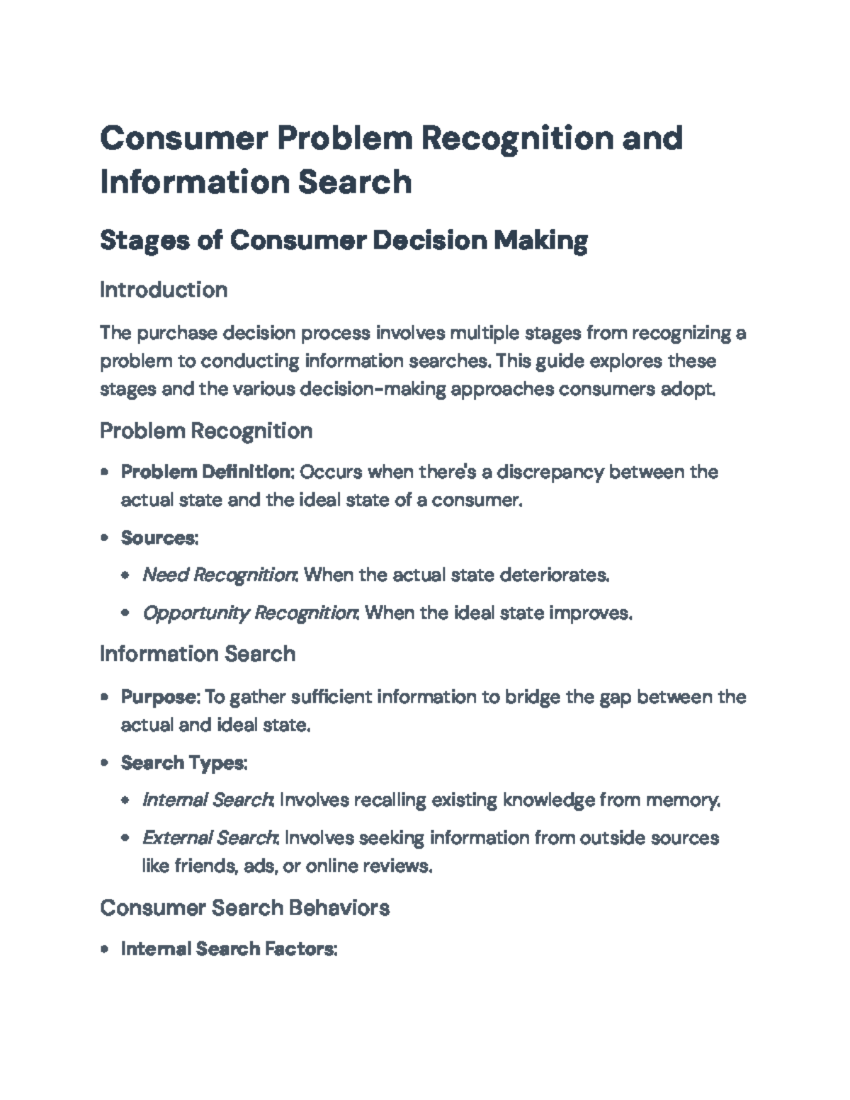 Consumer Decision Making Stages: Problem Recognition & Information ...
