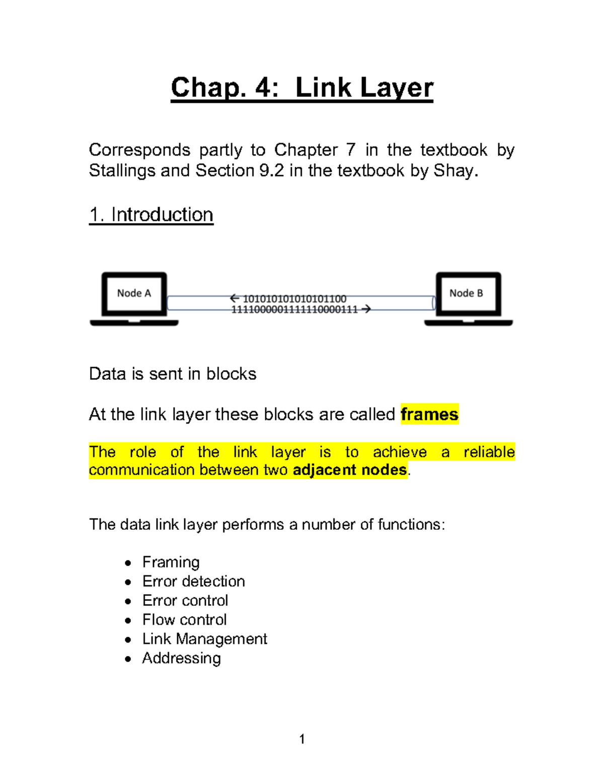 Lecture 8-9: Comprehensive Overview of Link Layer Functions and HDLC ...