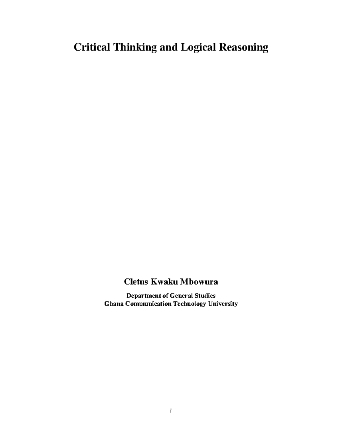 Critical Thinking and Logical Reasoning Course Overview - Studocu