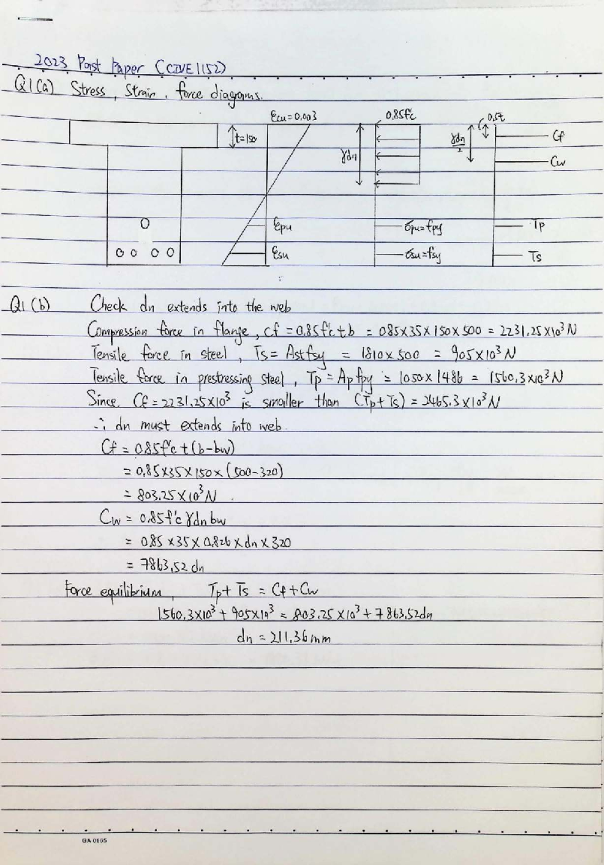 CIVE1152 2023 Past Paper Solutions and Analysis - Studocu