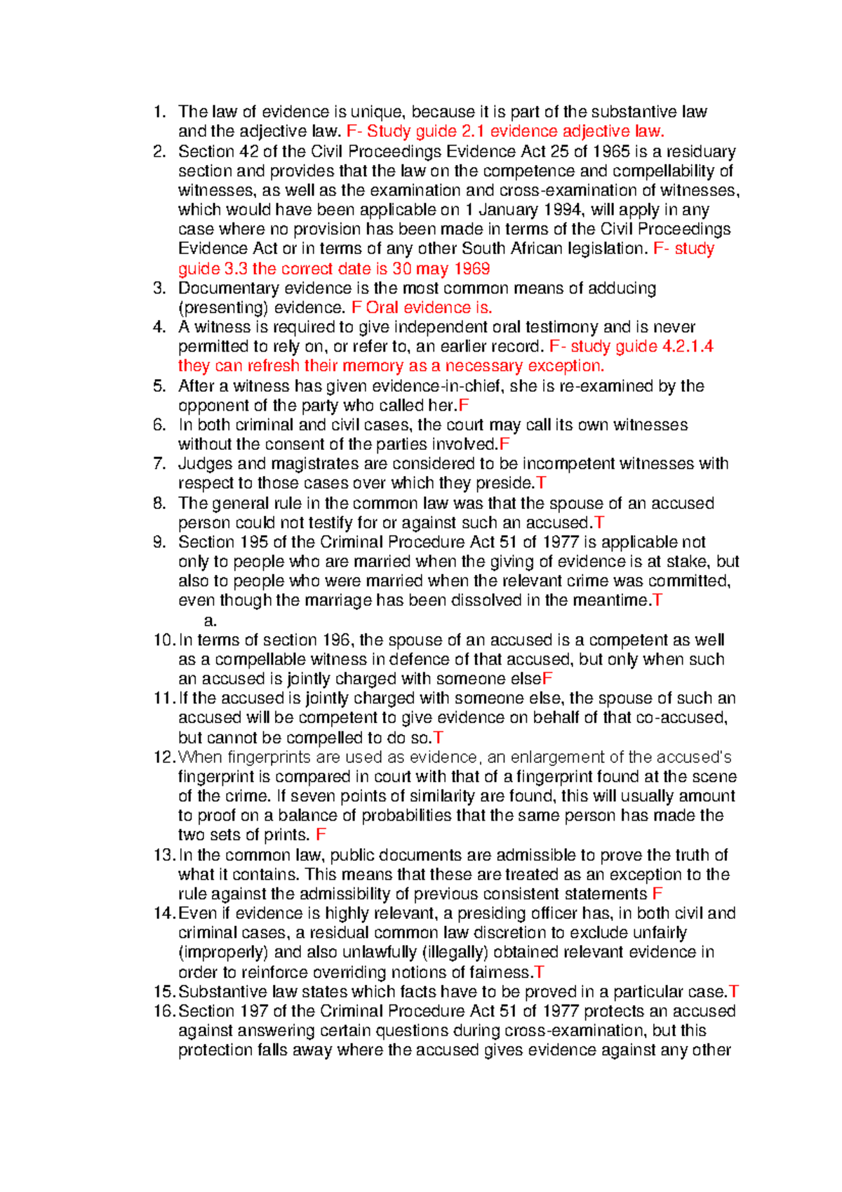 LEV3701: Study Guide on the Law of Evidence - Key Concepts & MCQs - Studocu