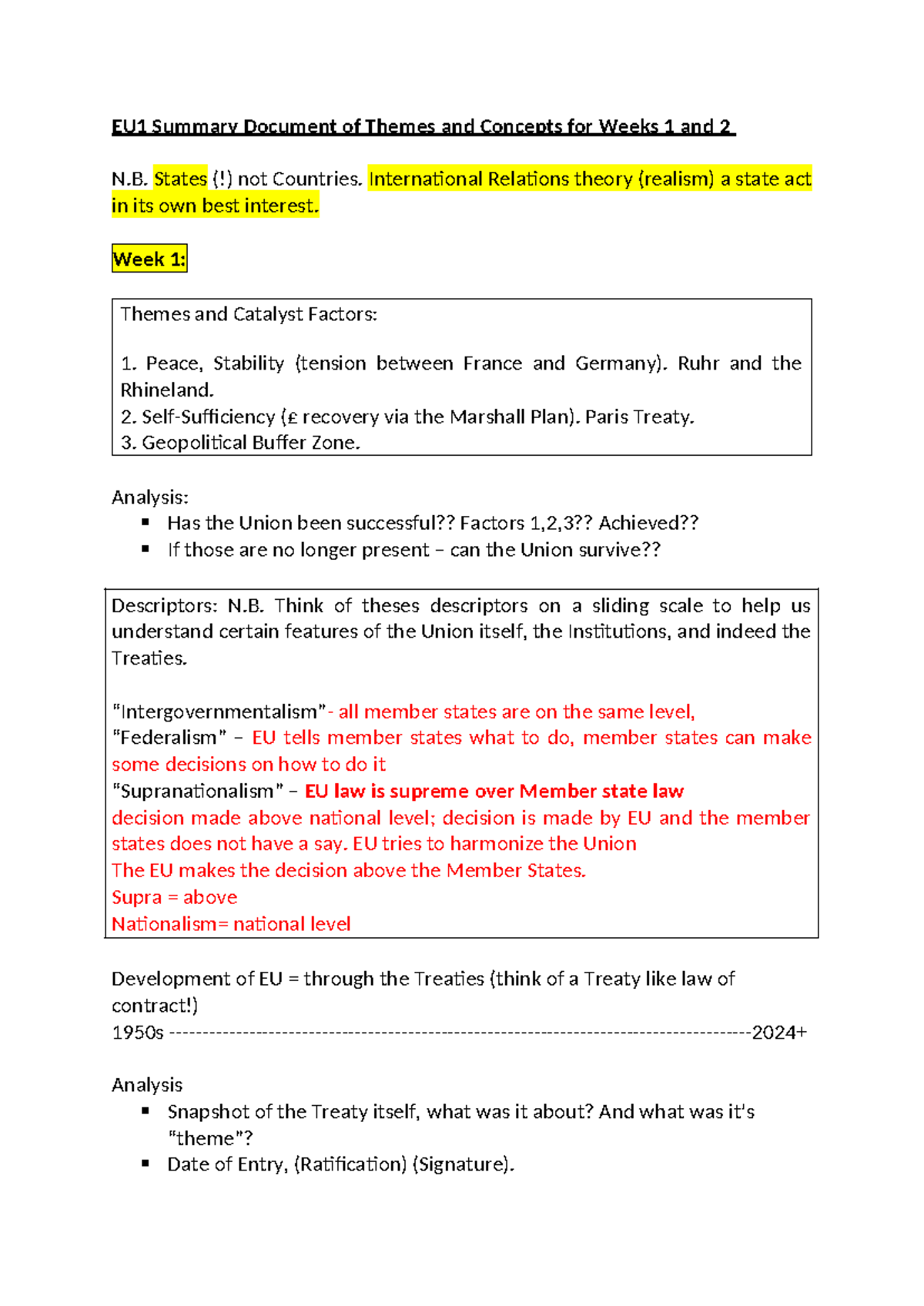 EU1 Summary of Themes and Concepts - Weeks 1 & 2 Analysis - EU1 Summary ...
