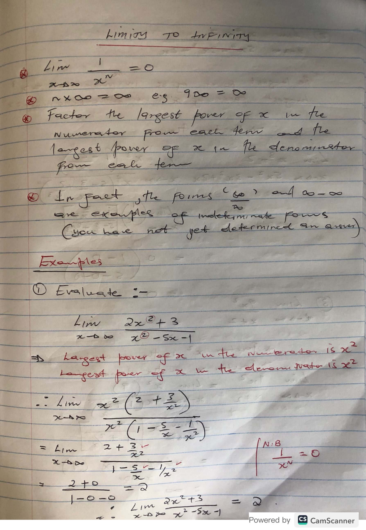 Limits to Infinity: Evaluating Indeterminate Forms in Calculus - Studocu