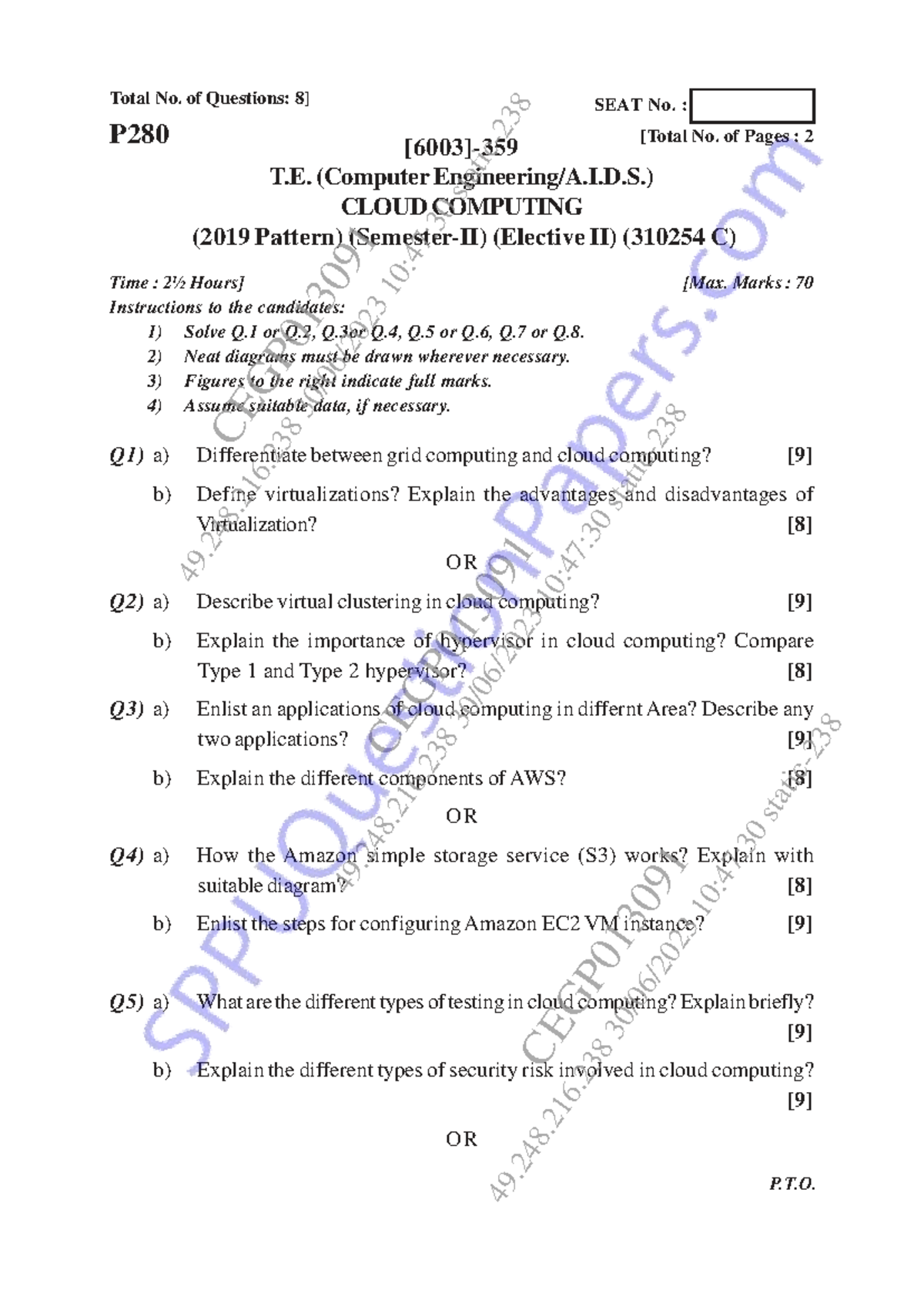 Cloud Computing (310254 C) Final Exam Notes - Semester 6, 2023 - Studocu