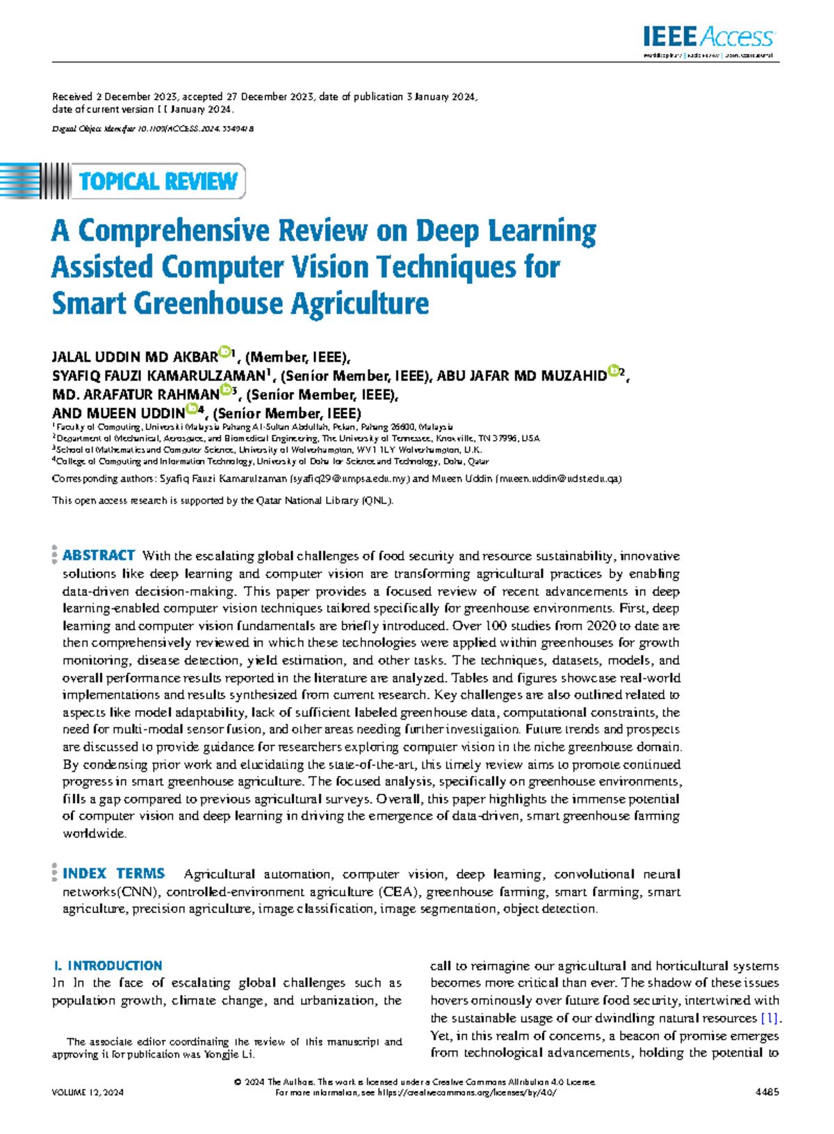 A Comprehensive Review on Deep Learning & Computer Vision in Smart ...