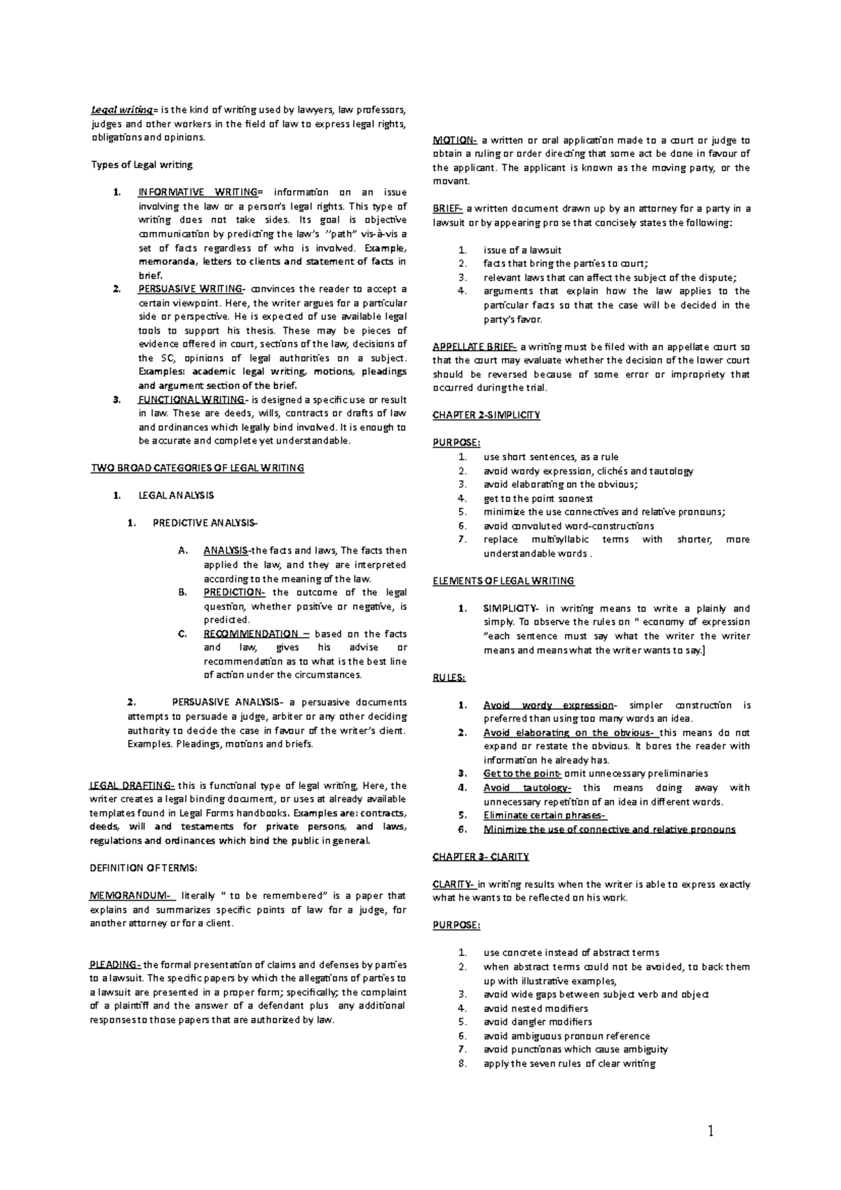 75350479-Legal-Writing - Legal writing = is the kind of writing used by ...