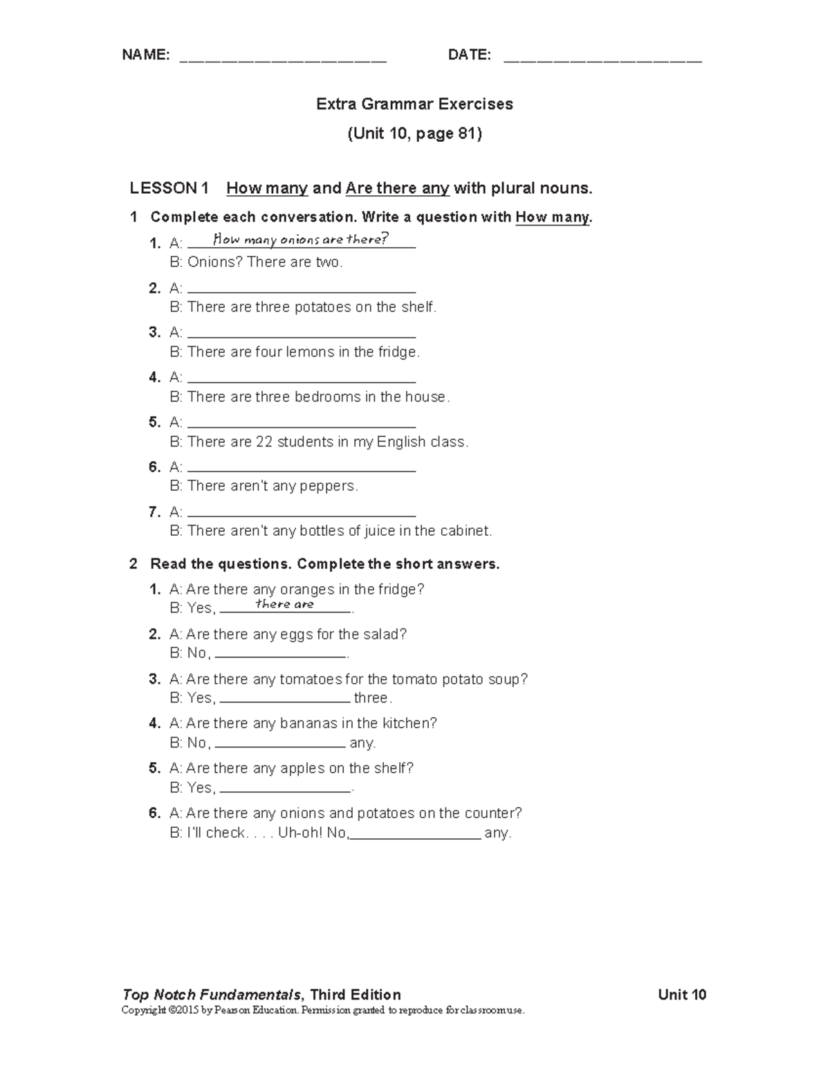 Extra Grammar Exercises for Unit 10: Top Notch Fundamentals - Studocu