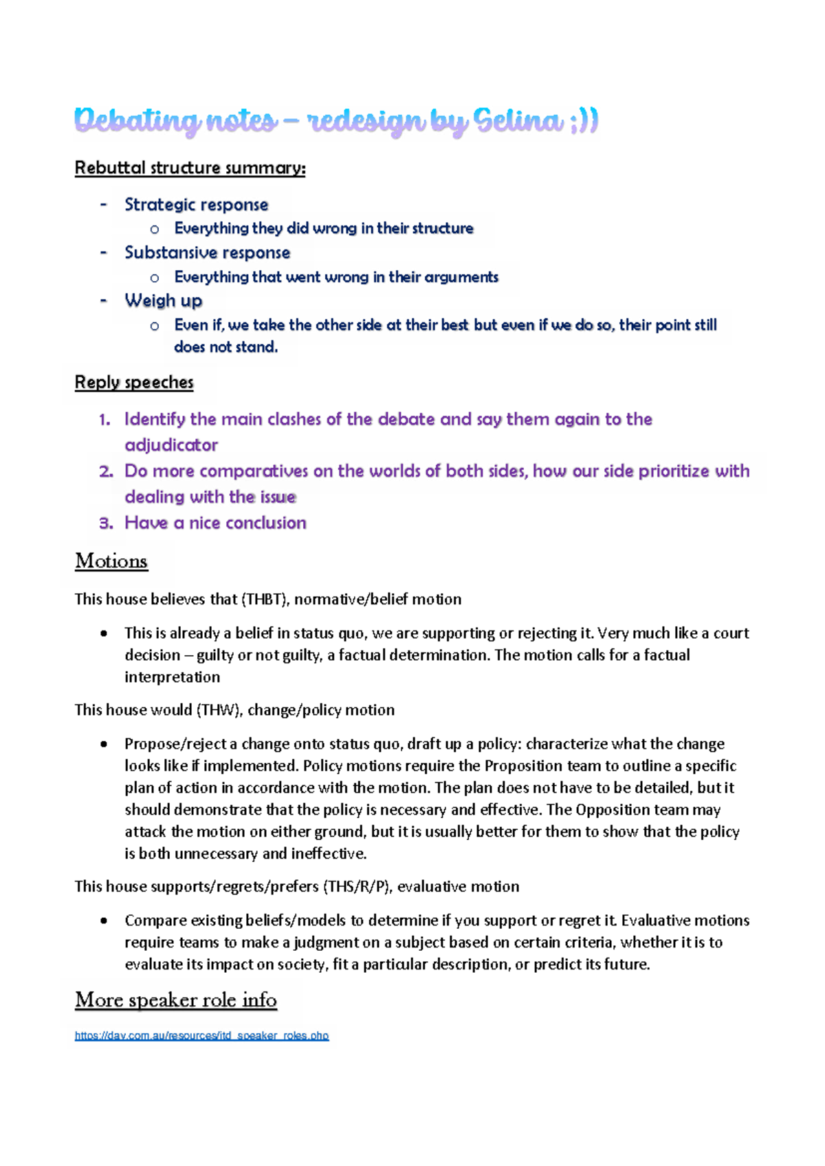 Debating Notes: Structure & Strategies for Effective Rebuttals - Studocu