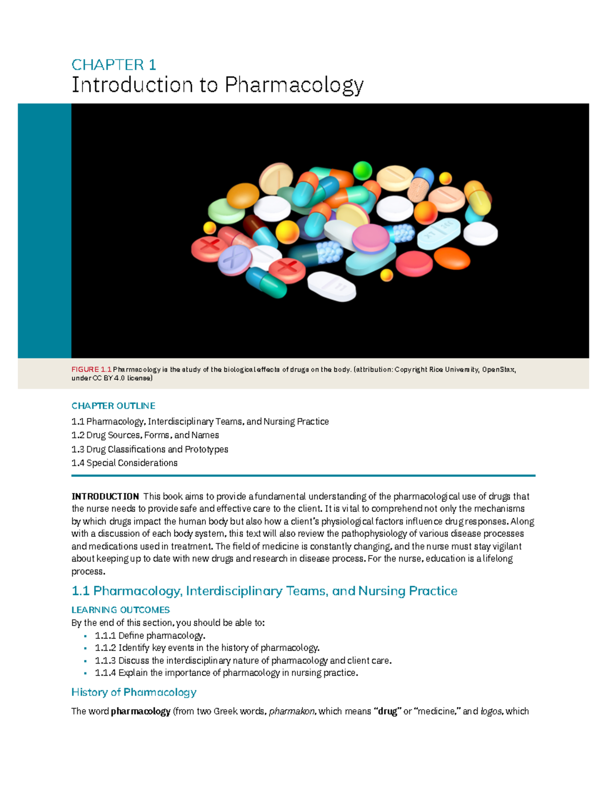 pharmacolgy for nursing - INTRODUCTION CHAPTER 1 Introduction to ...