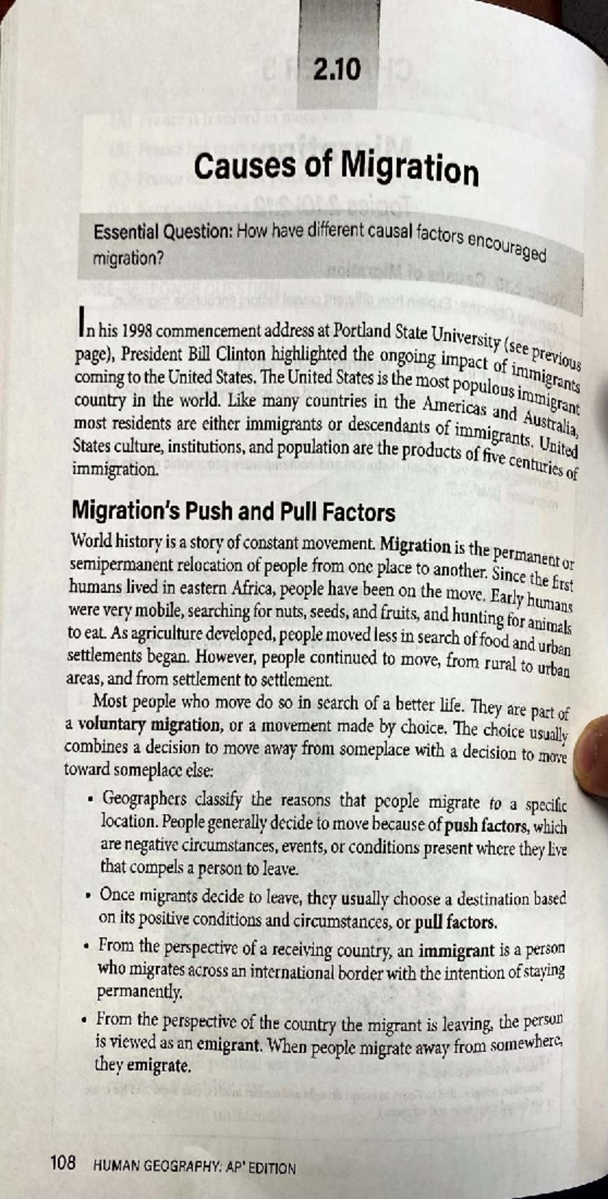 Final Exam Study Guide for Course Code 101: Migration Causes and ...