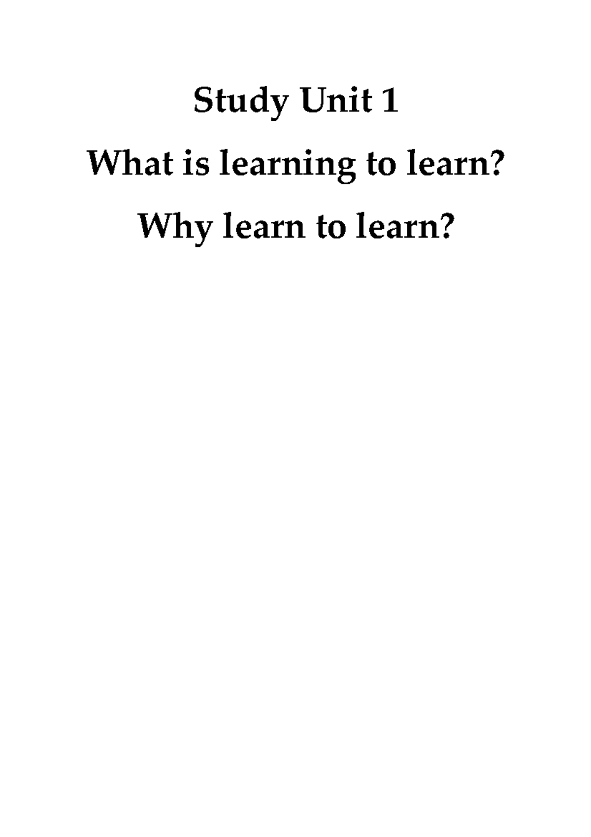 NCO201 Learning to Learn: Comprehensive Study Guide - Studocu