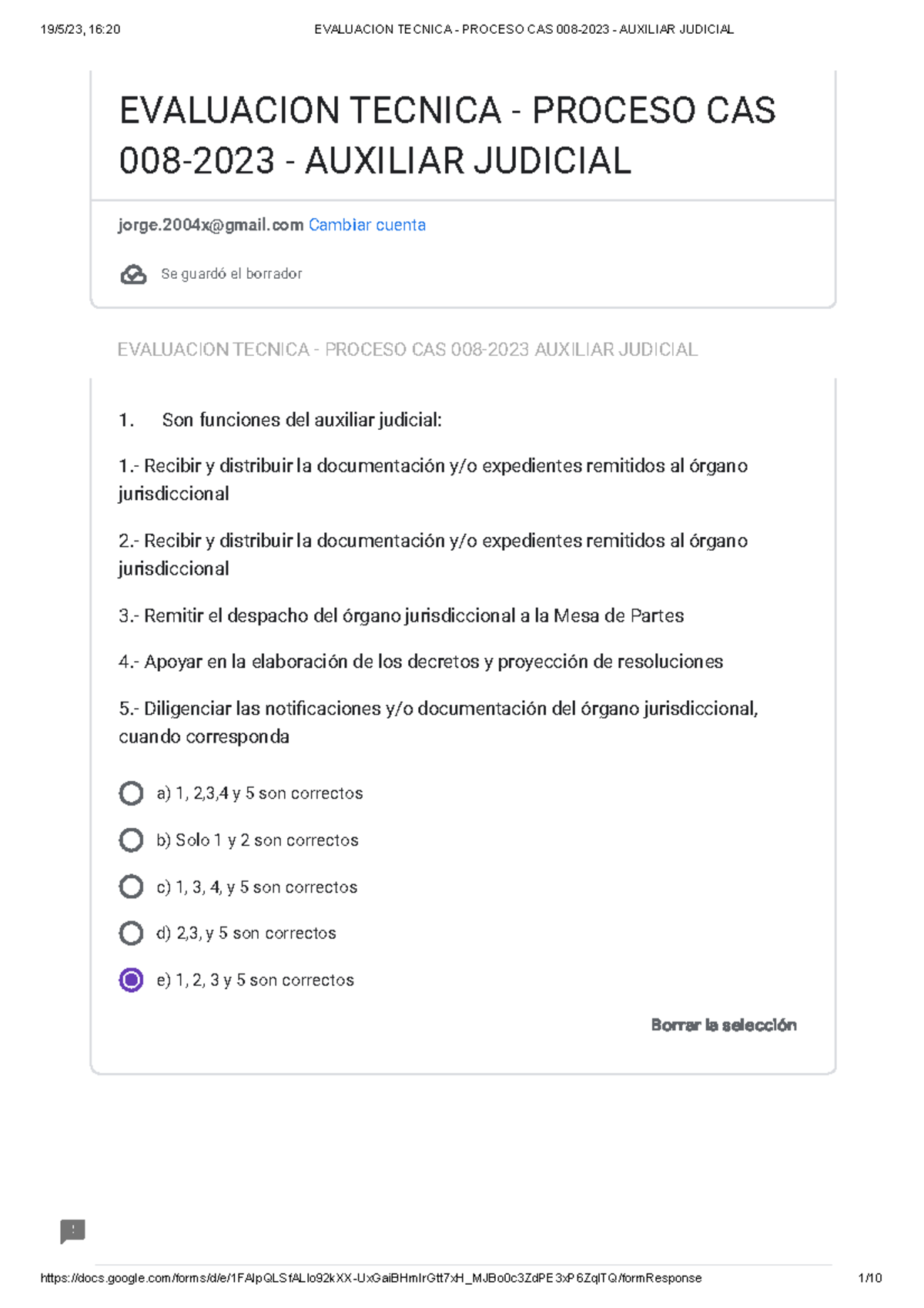 Evaluación Técnica - Proceso CAS 008-2023 - Auxiliar Judicial - Document Preview