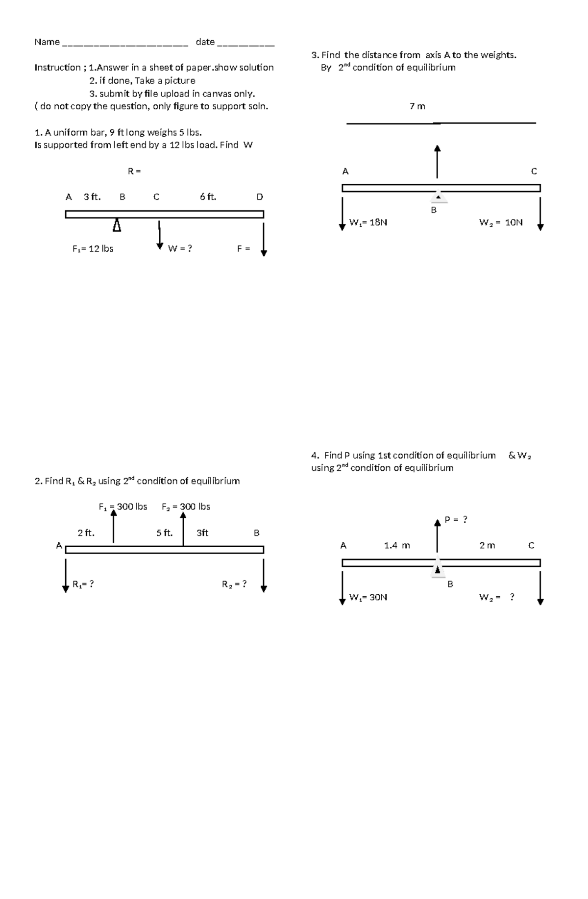 Exercise Torque - Name ________________________ date ...