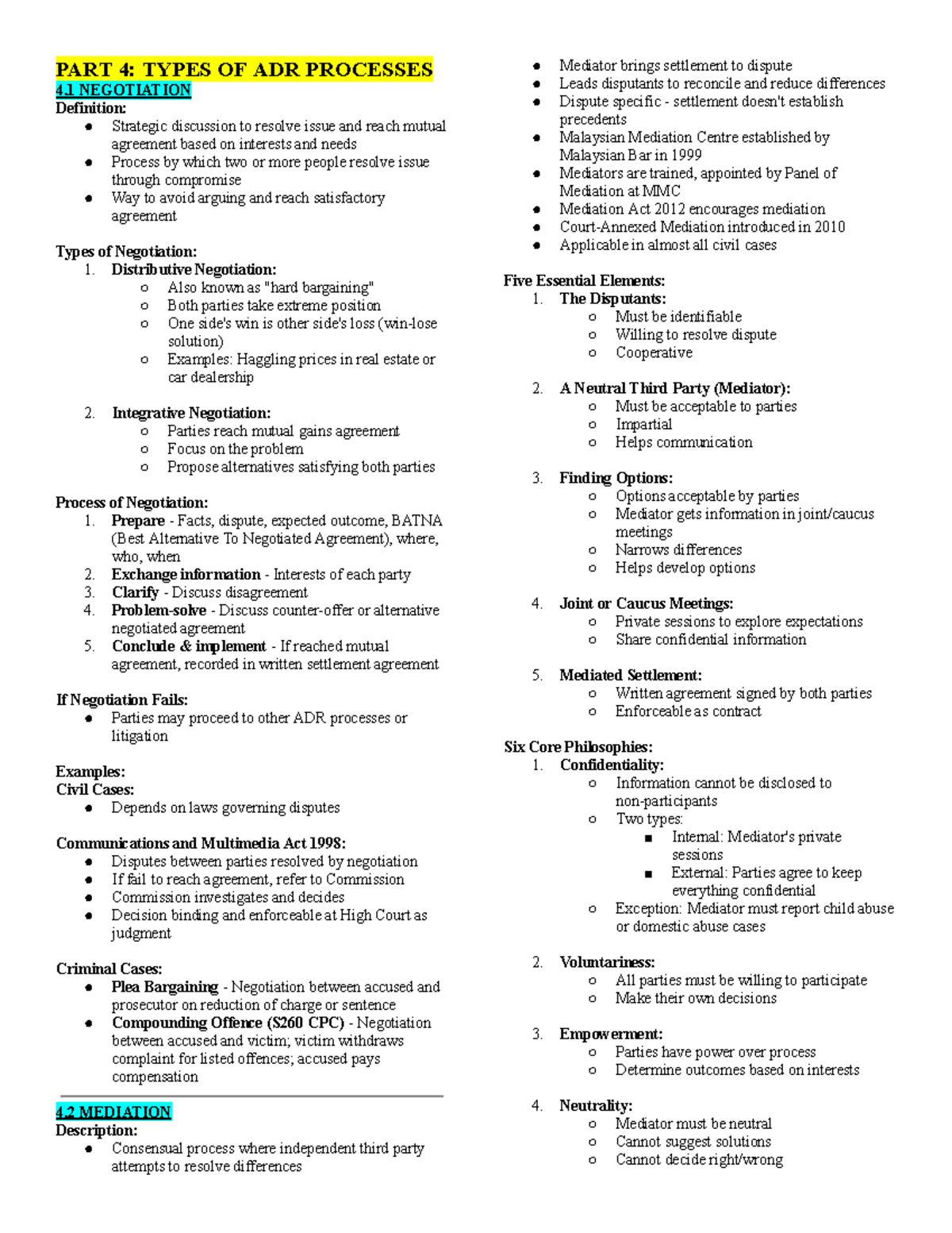 ADR Processes Overview: Types and Applications (ADR 2026) - Studocu